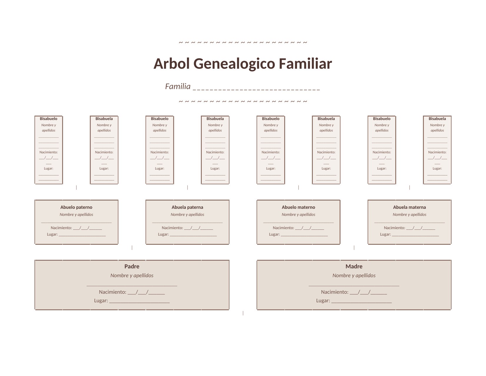 Plantilla Árbol Genealógico Elegante para Word