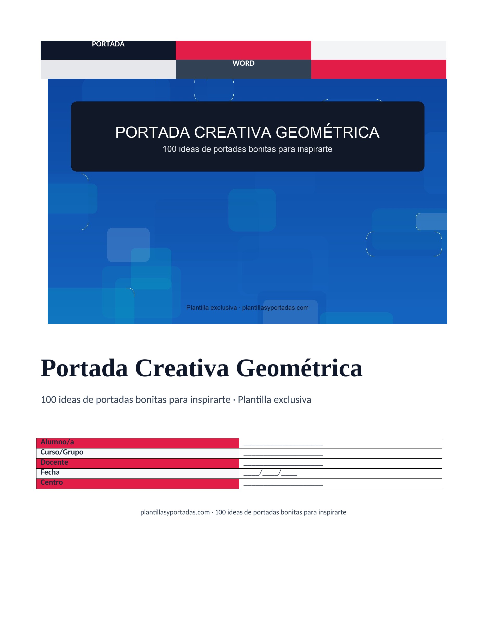 100 ideas de portadas bonitas para inspirarte Portada Creativa Geométrica