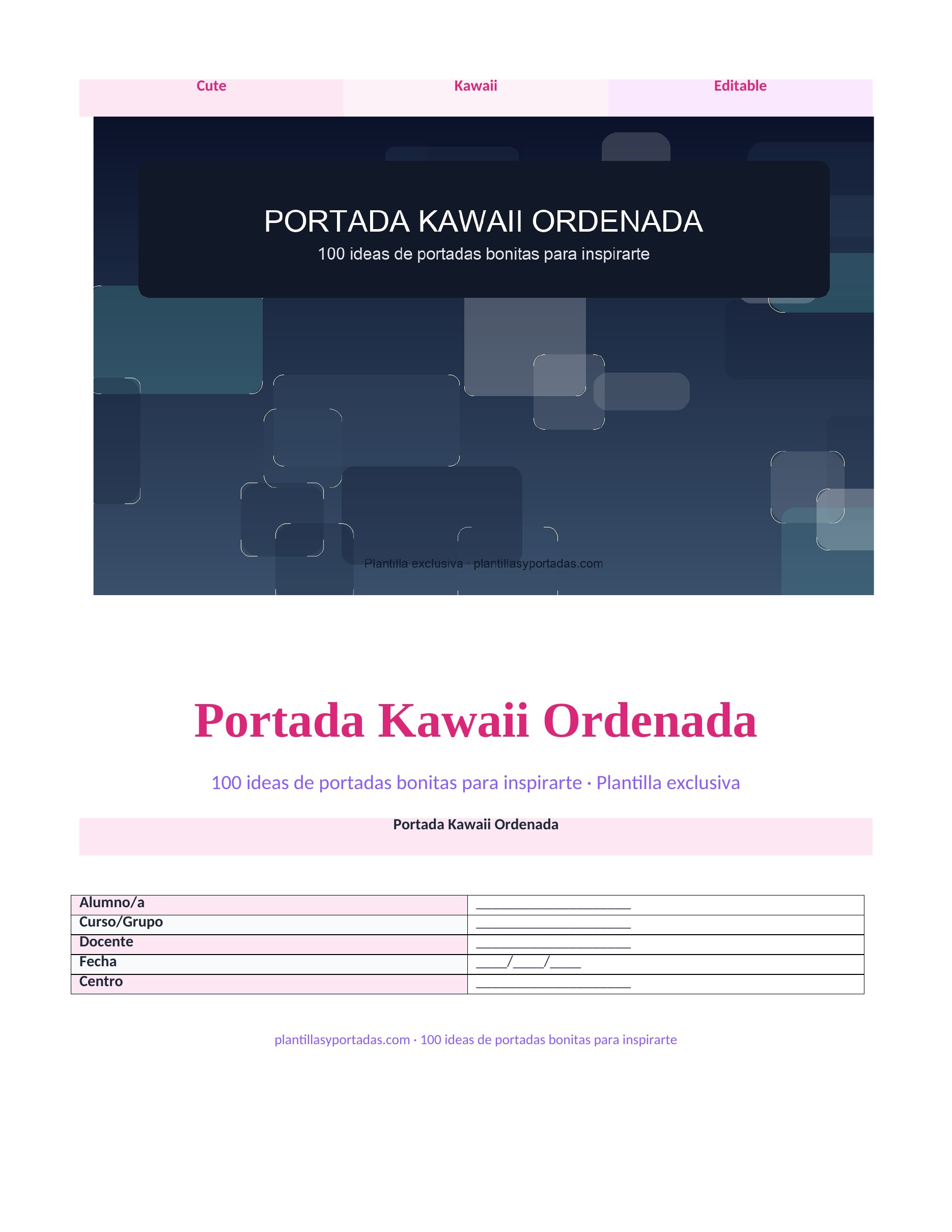 100 ideas de portadas bonitas para inspirarte Portada Kawaii Ordenada