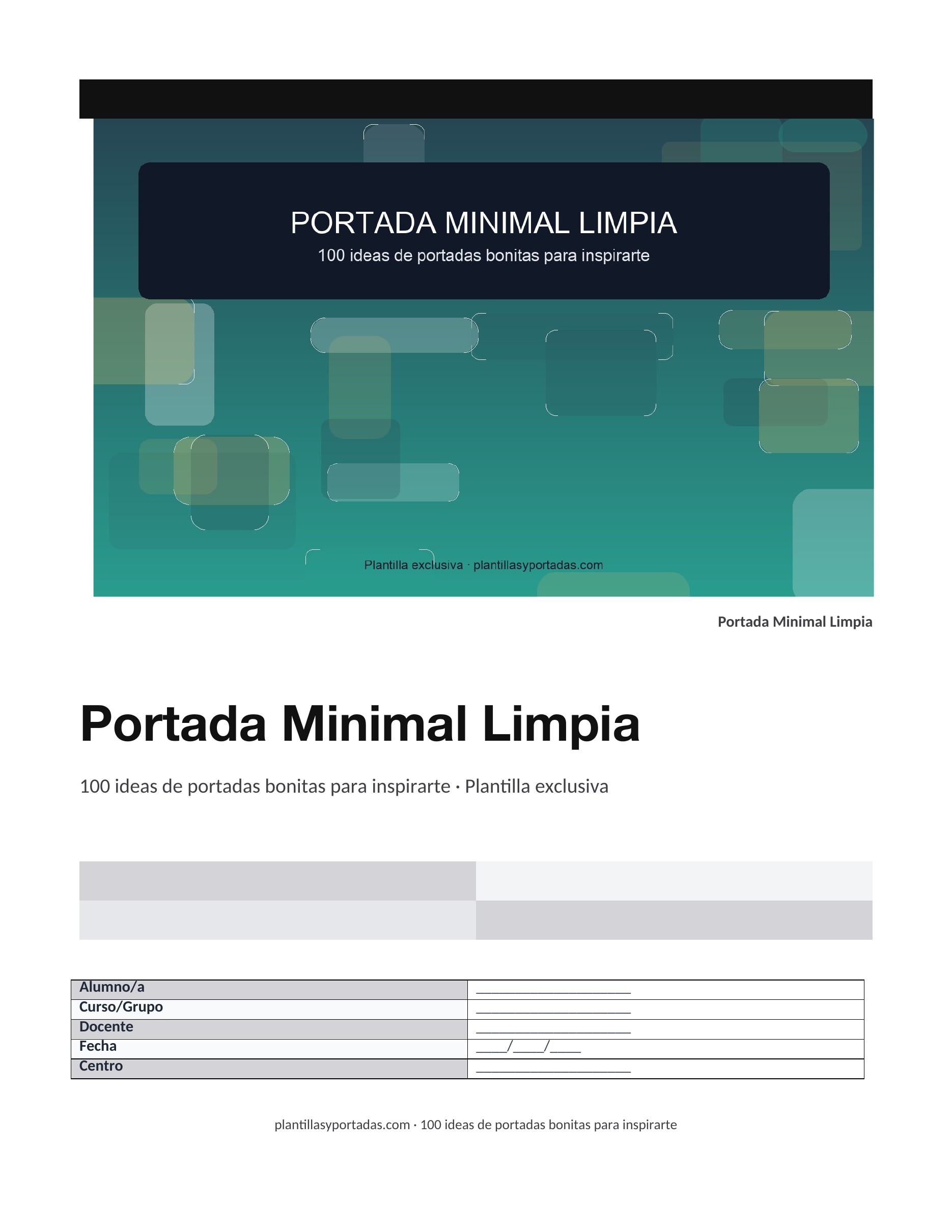 100 ideas de portadas bonitas para inspirarte Portada Minimal Limpia