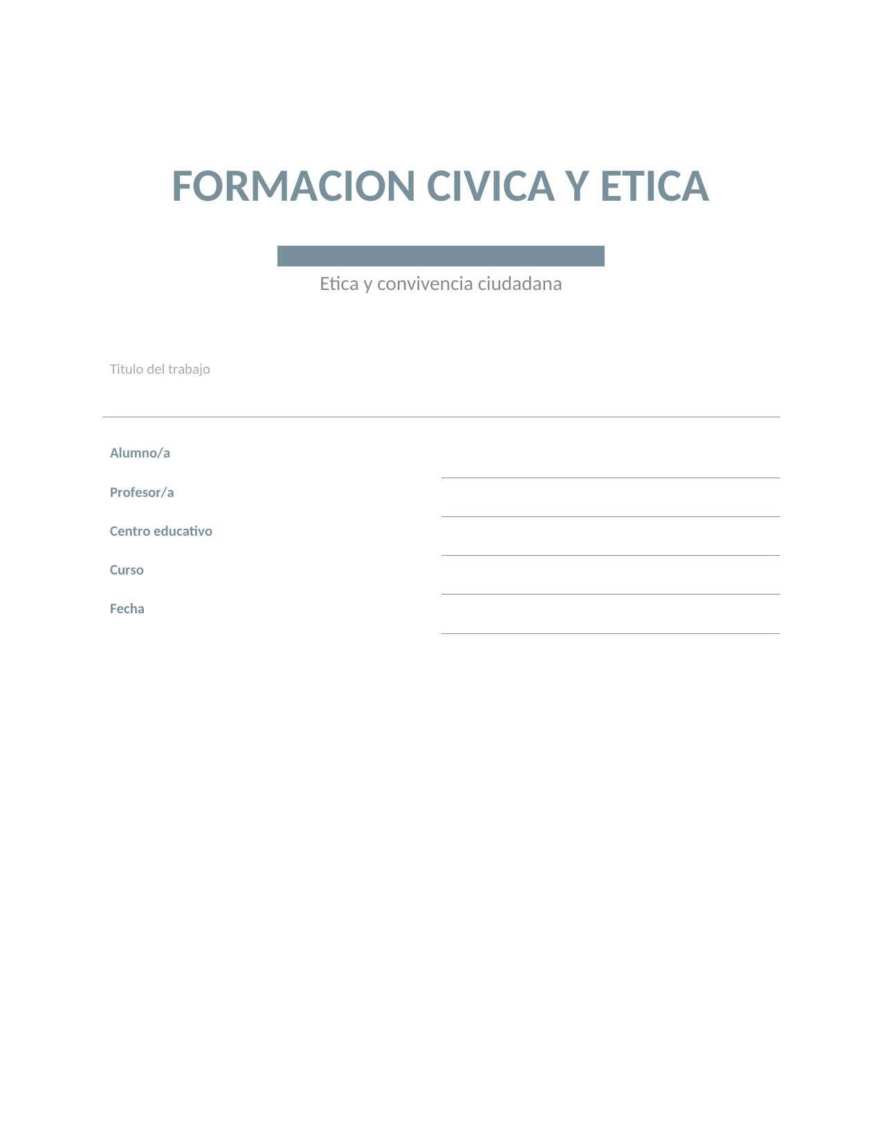 Portada Portada de Formación Cívica y Ética — Minimalista