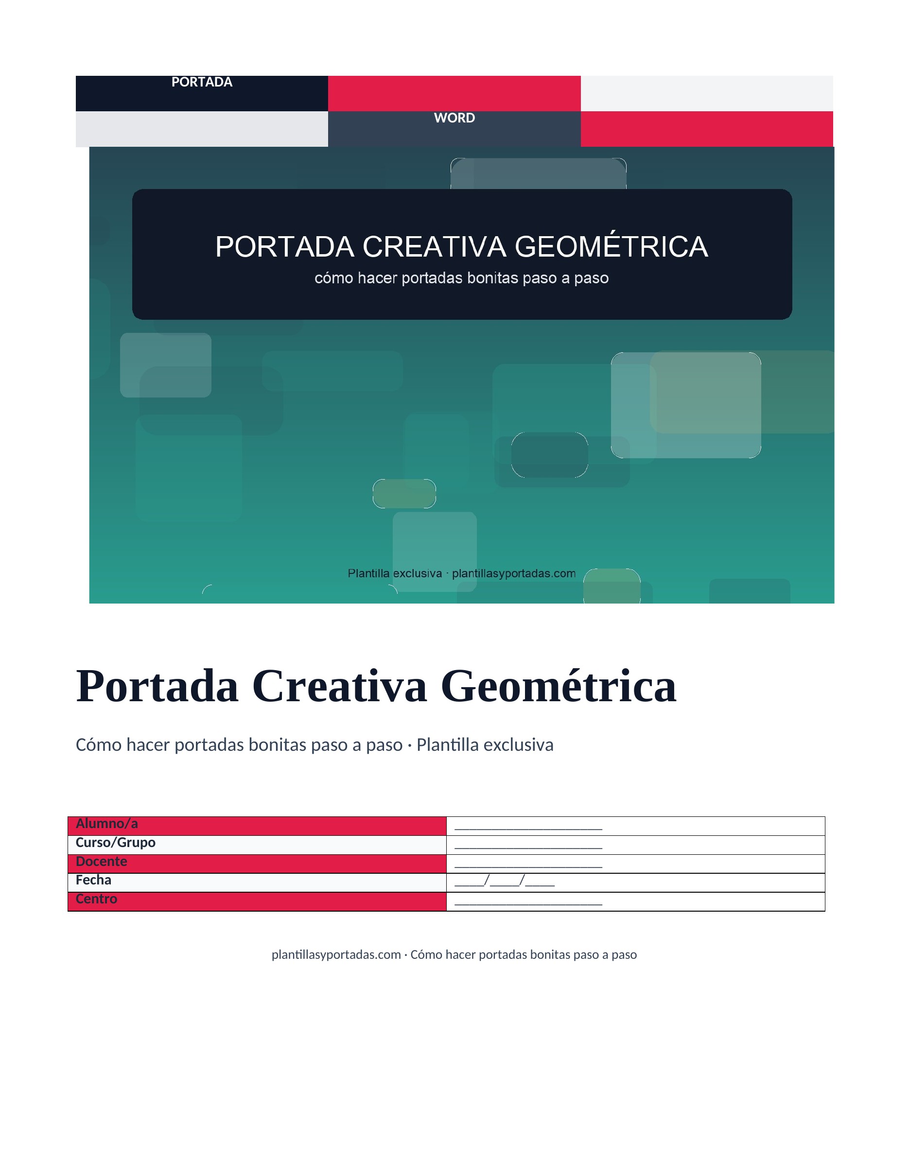 Cómo hacer portadas bonitas paso a paso Portada Creativa Geométrica