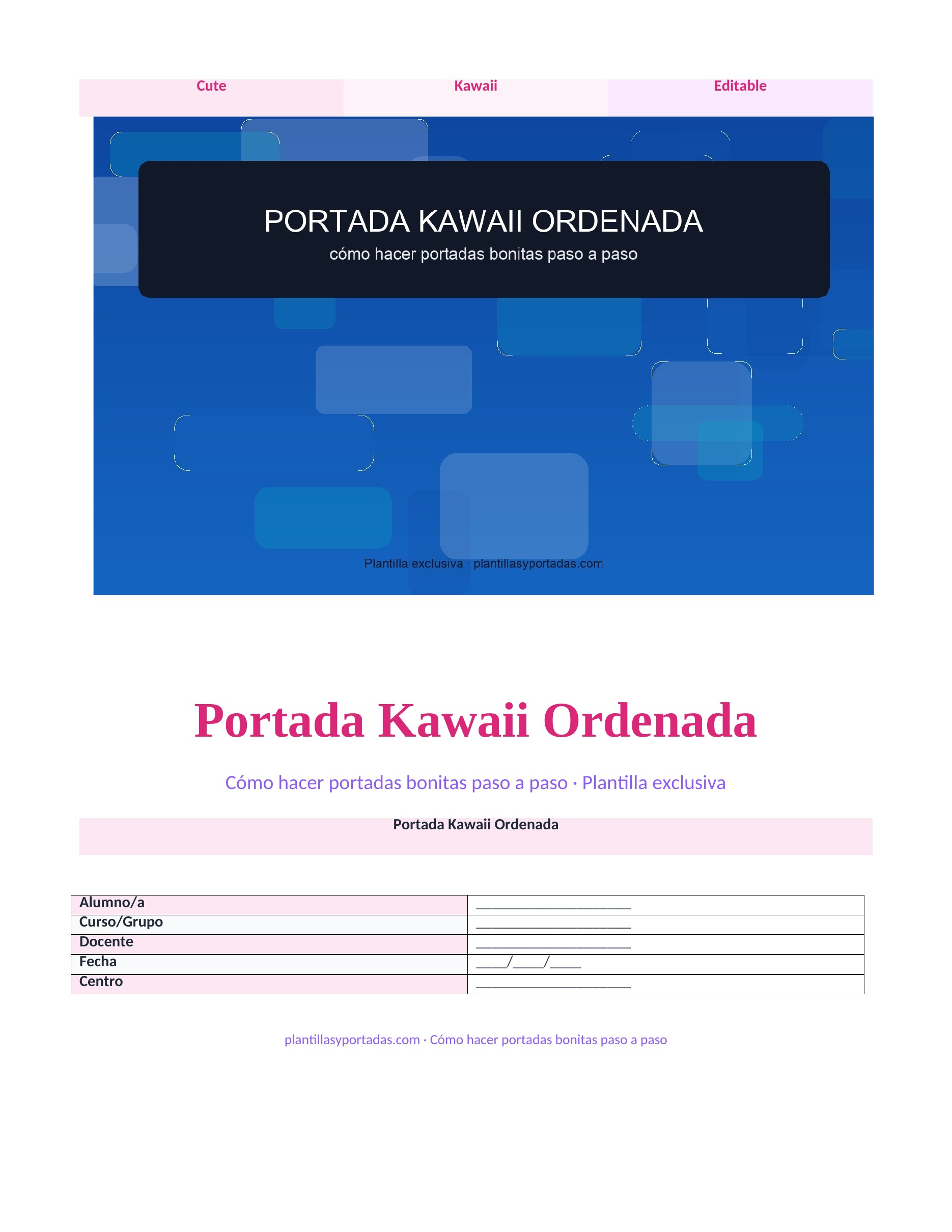 Cómo hacer portadas bonitas paso a paso Portada Kawaii Ordenada