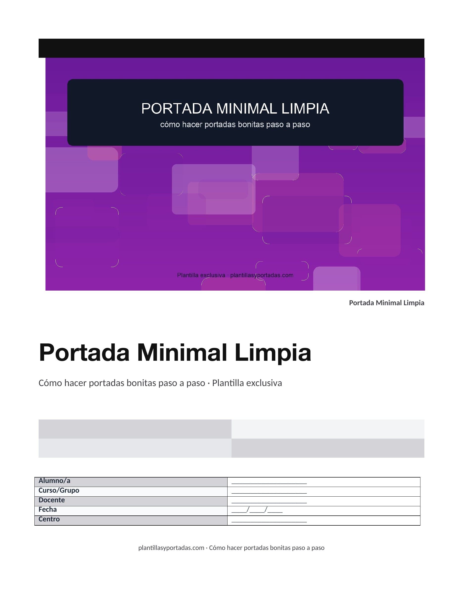 Cómo hacer portadas bonitas paso a paso Portada Minimal Limpia