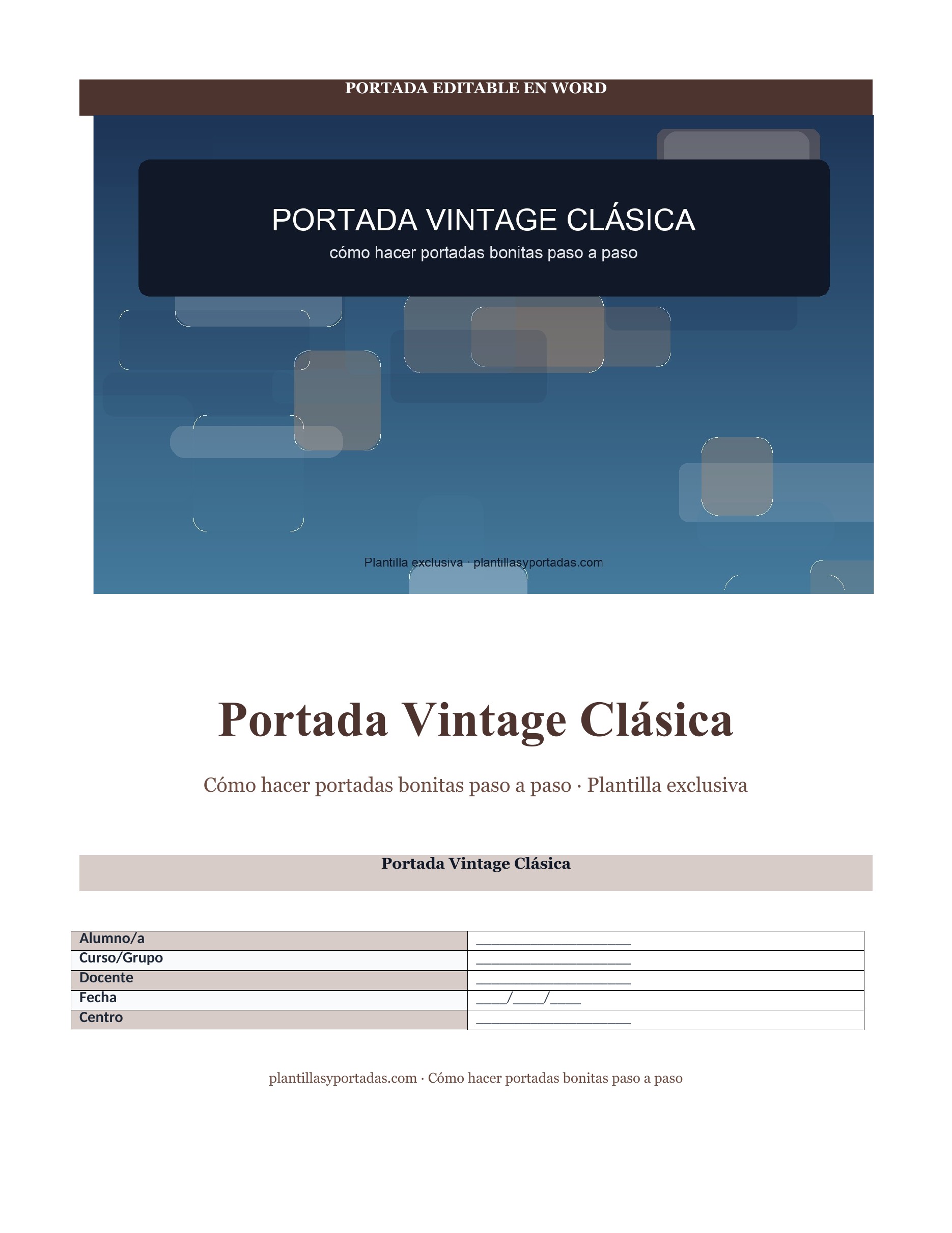 Cómo hacer portadas bonitas paso a paso Portada Vintage Clásica