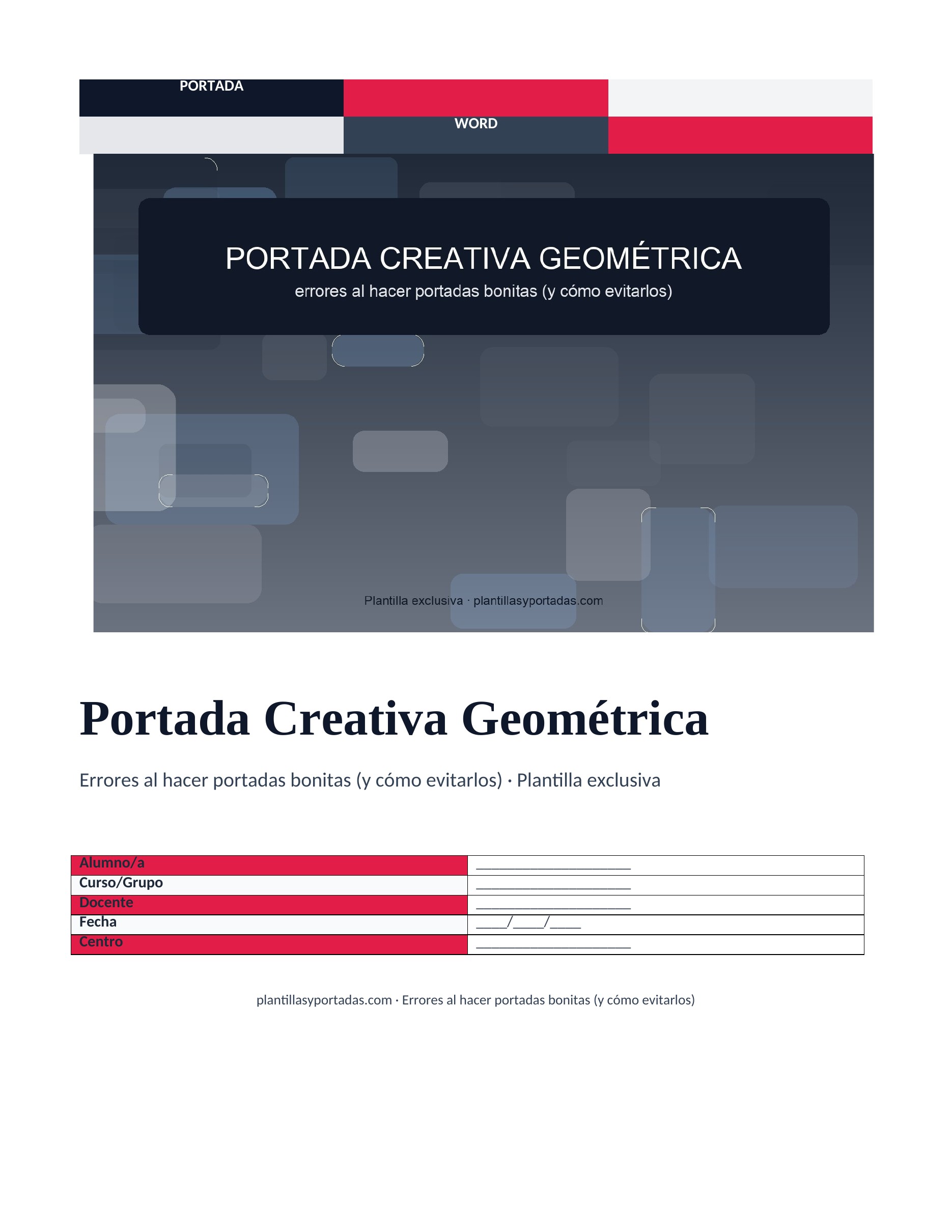 Errores al hacer portadas bonitas (y cómo evitarlos) Portada Creativa Geométrica