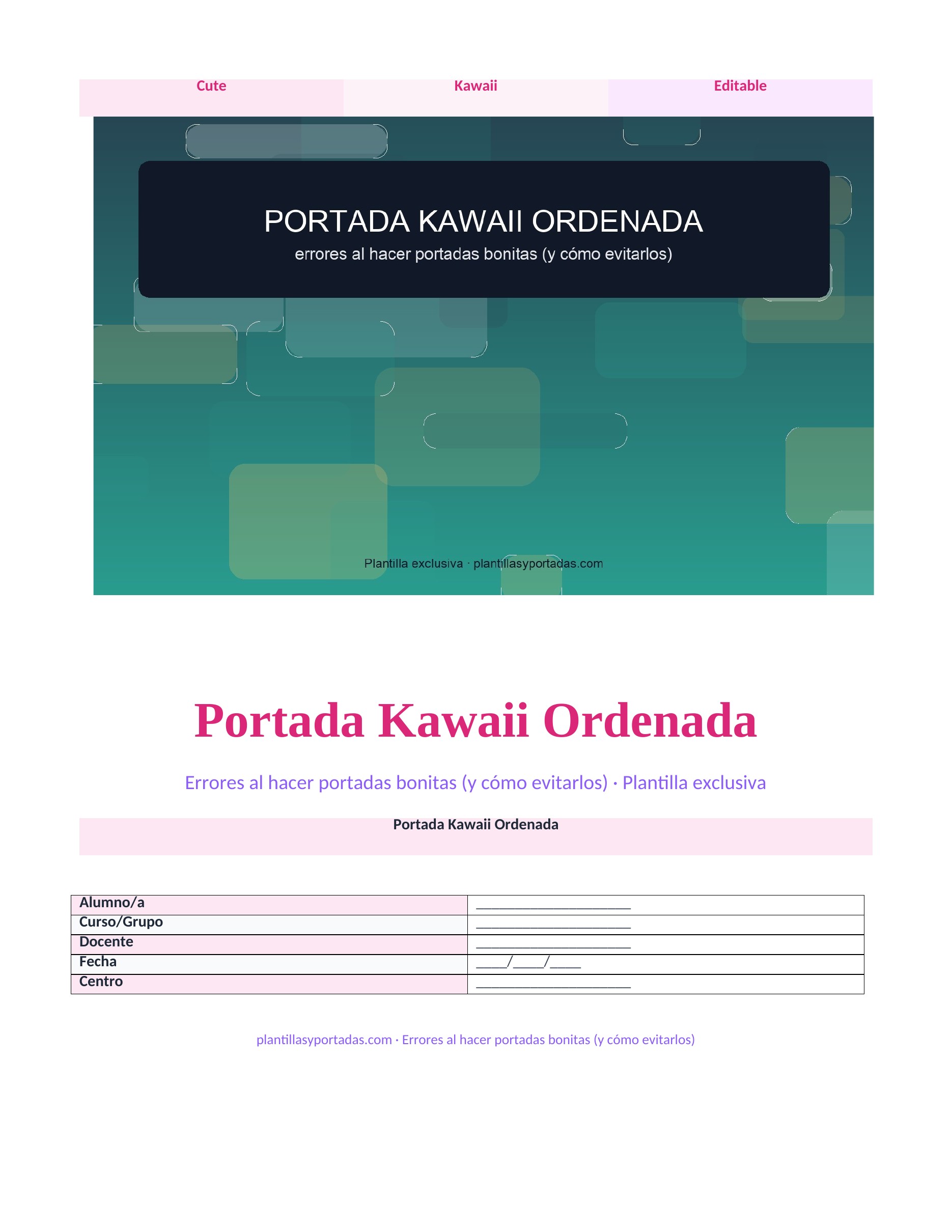 Errores al hacer portadas bonitas (y cómo evitarlos) Portada Kawaii Ordenada