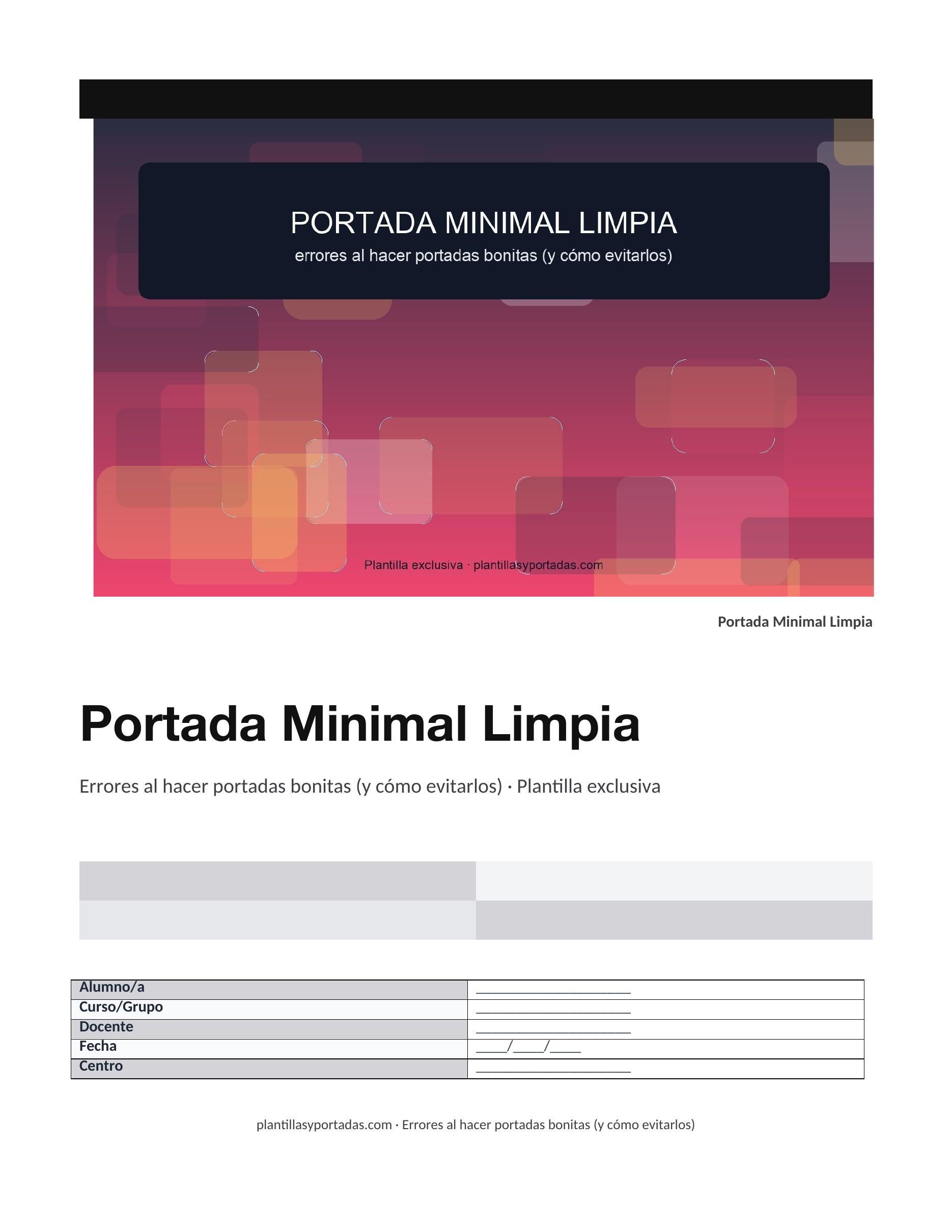 Errores al hacer portadas bonitas (y cómo evitarlos) Portada Minimal Limpia