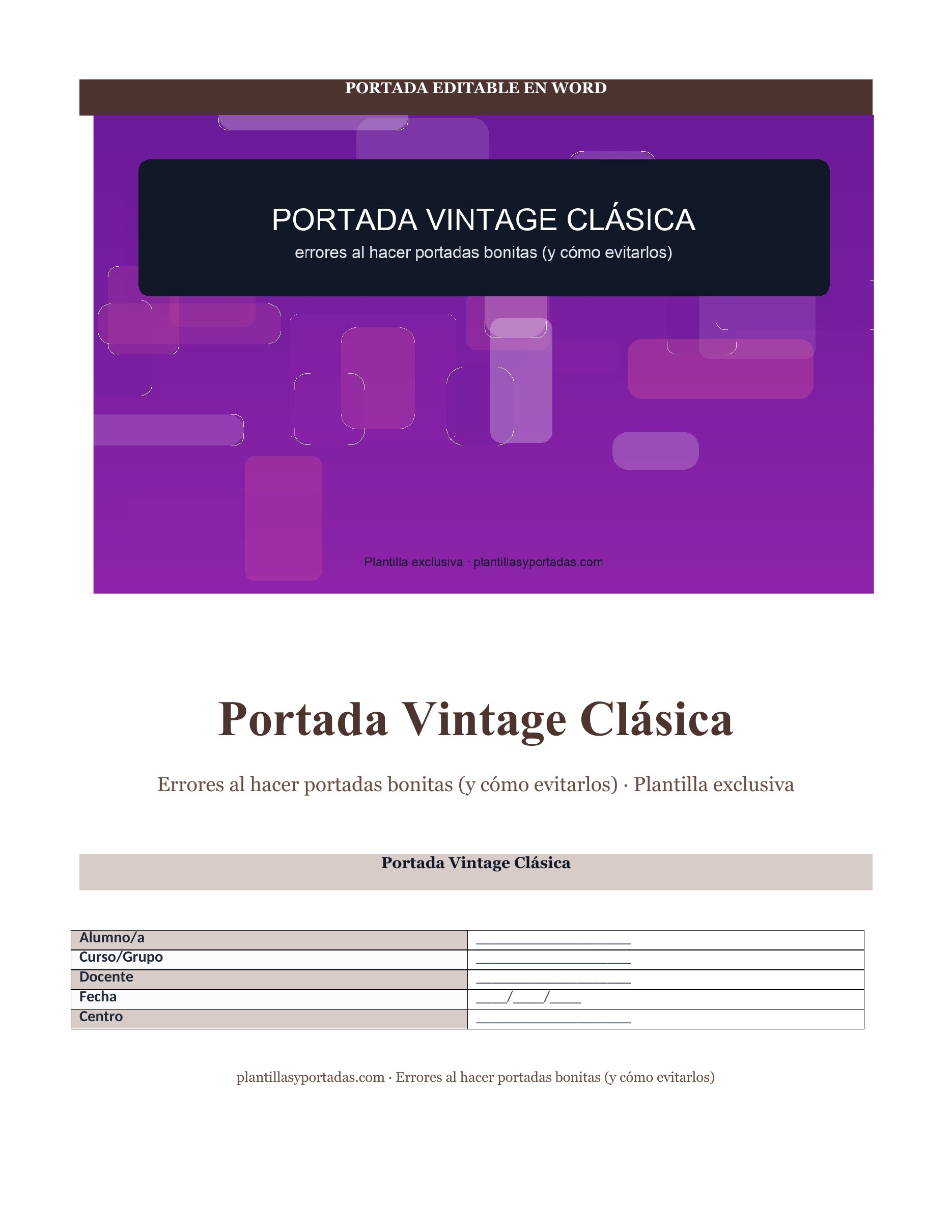 Errores al hacer portadas bonitas (y cómo evitarlos) Portada Vintage Clásica