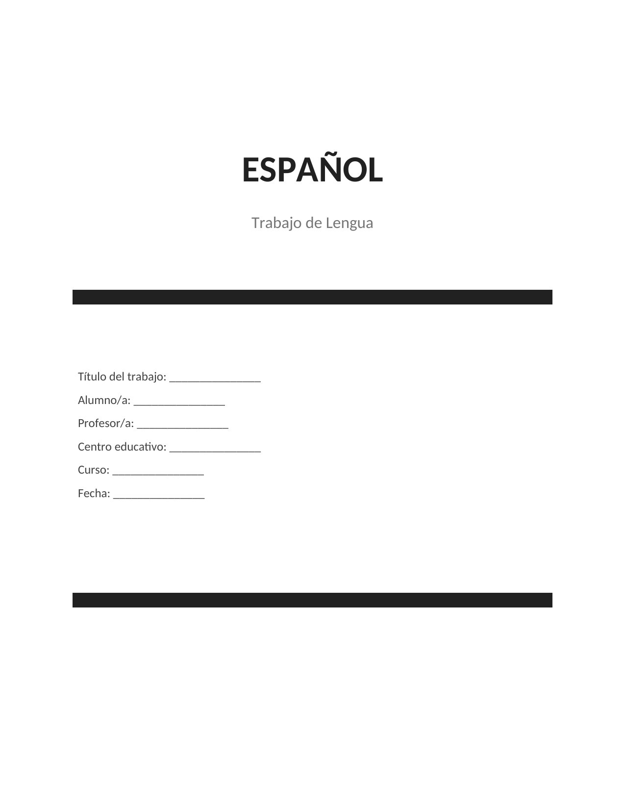 Portada Portada de Español — Minimalista
