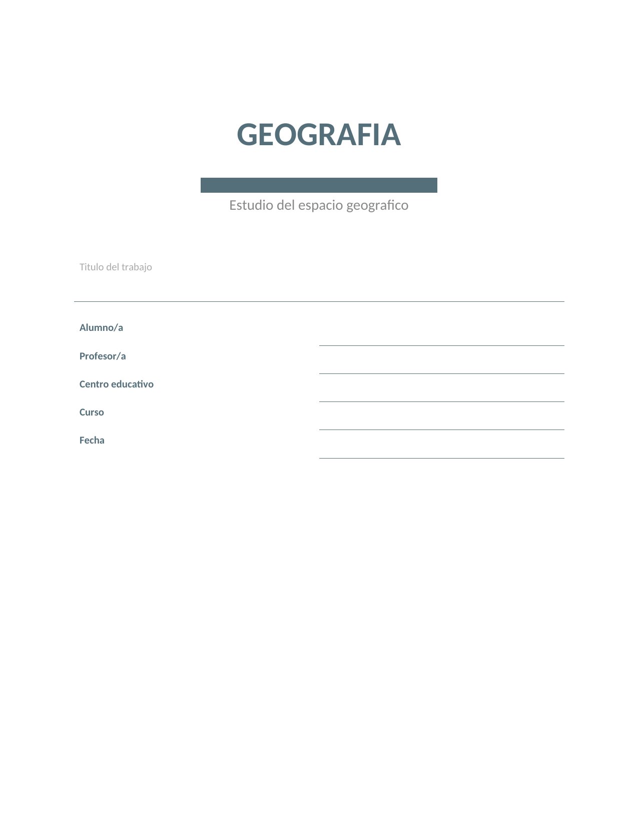 Portada Portada de Geografía — Minimalista