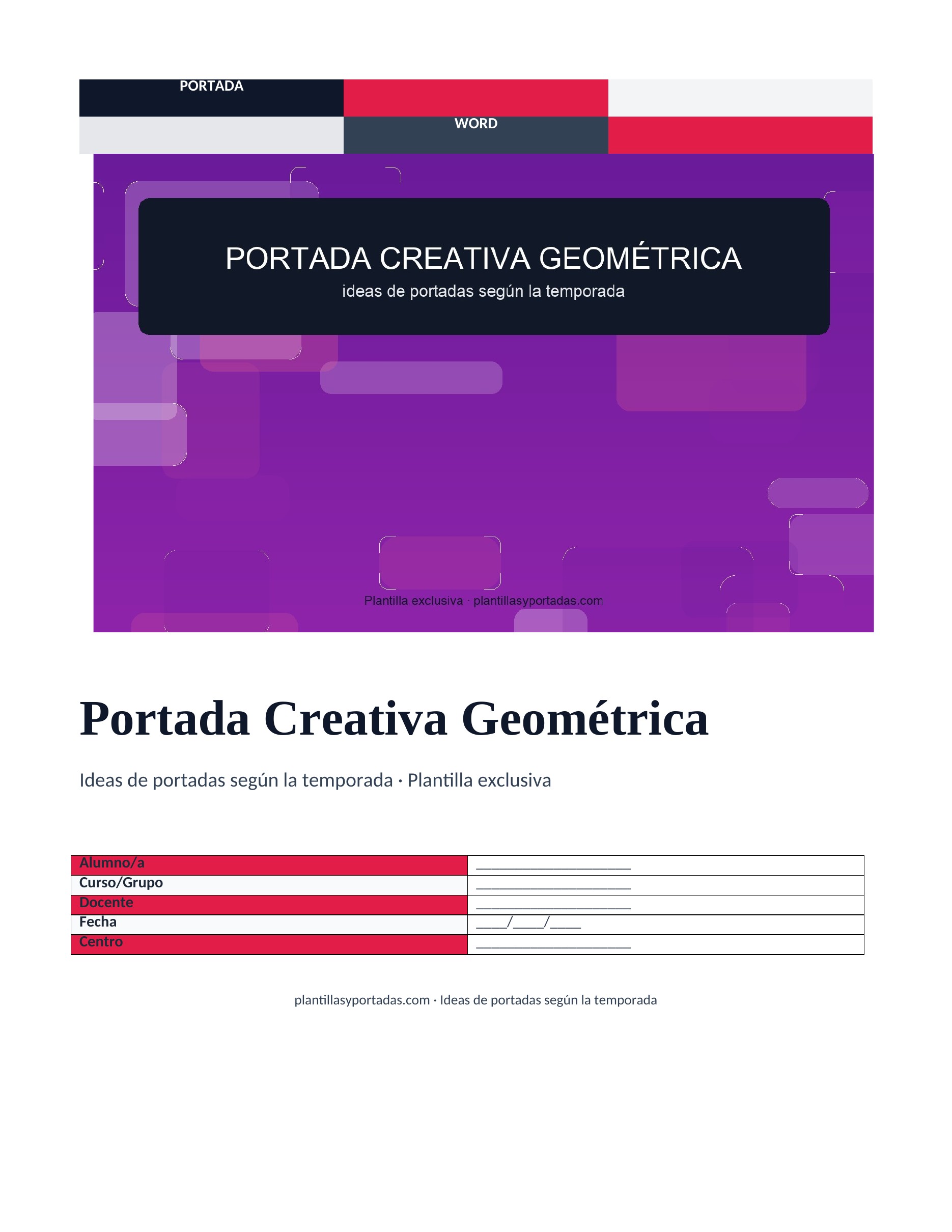 Ideas de portadas según la temporada Portada Creativa Geométrica