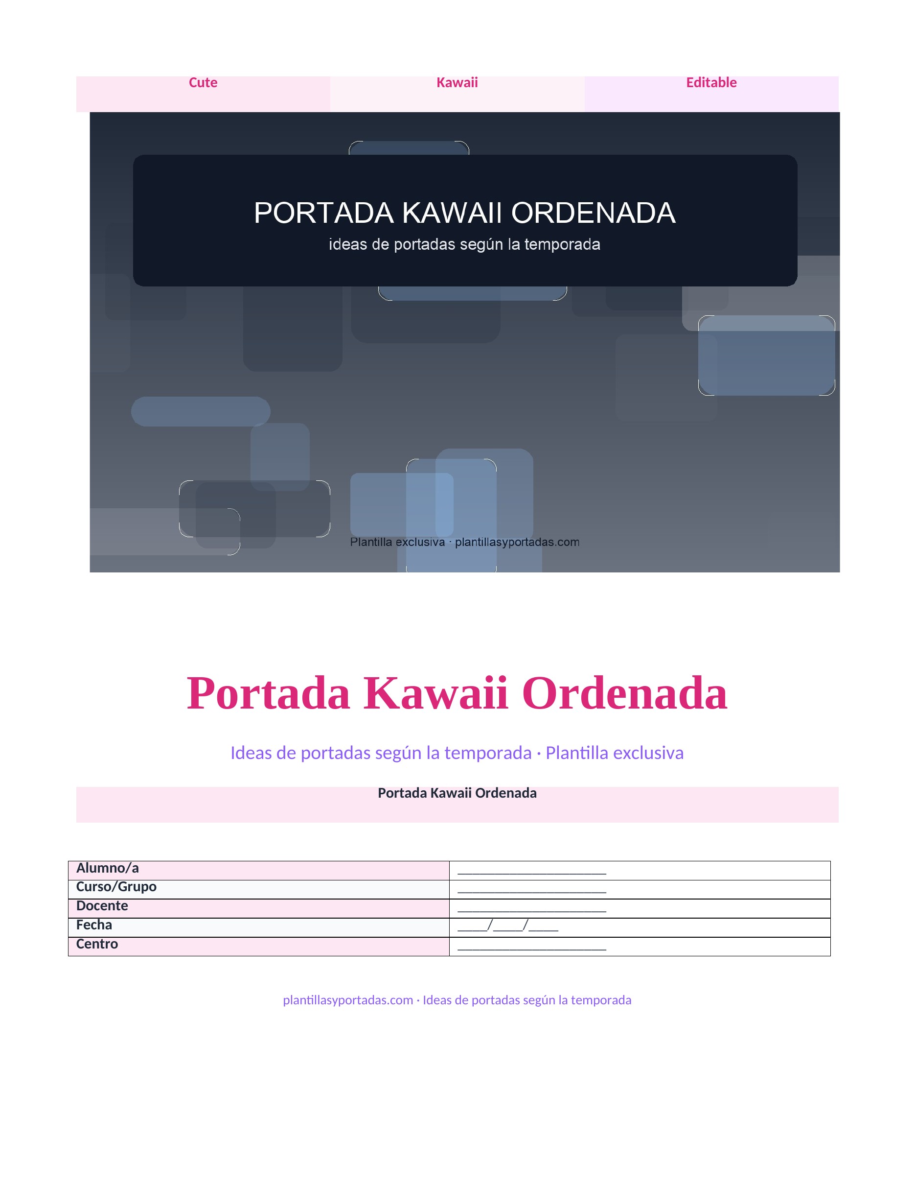 Ideas de portadas según la temporada Portada Kawaii Ordenada