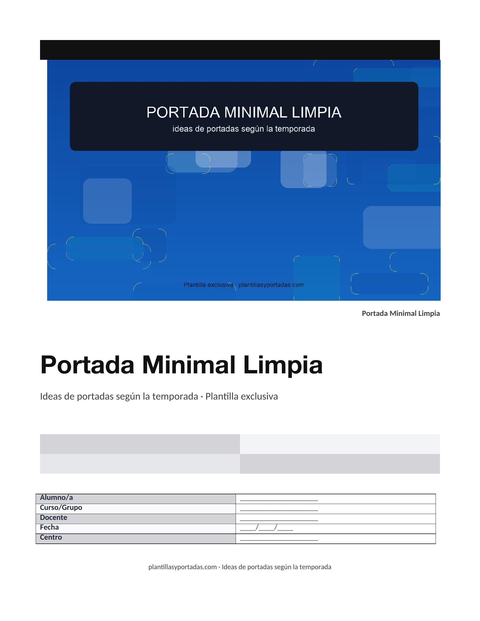 Ideas de portadas según la temporada Portada Minimal Limpia