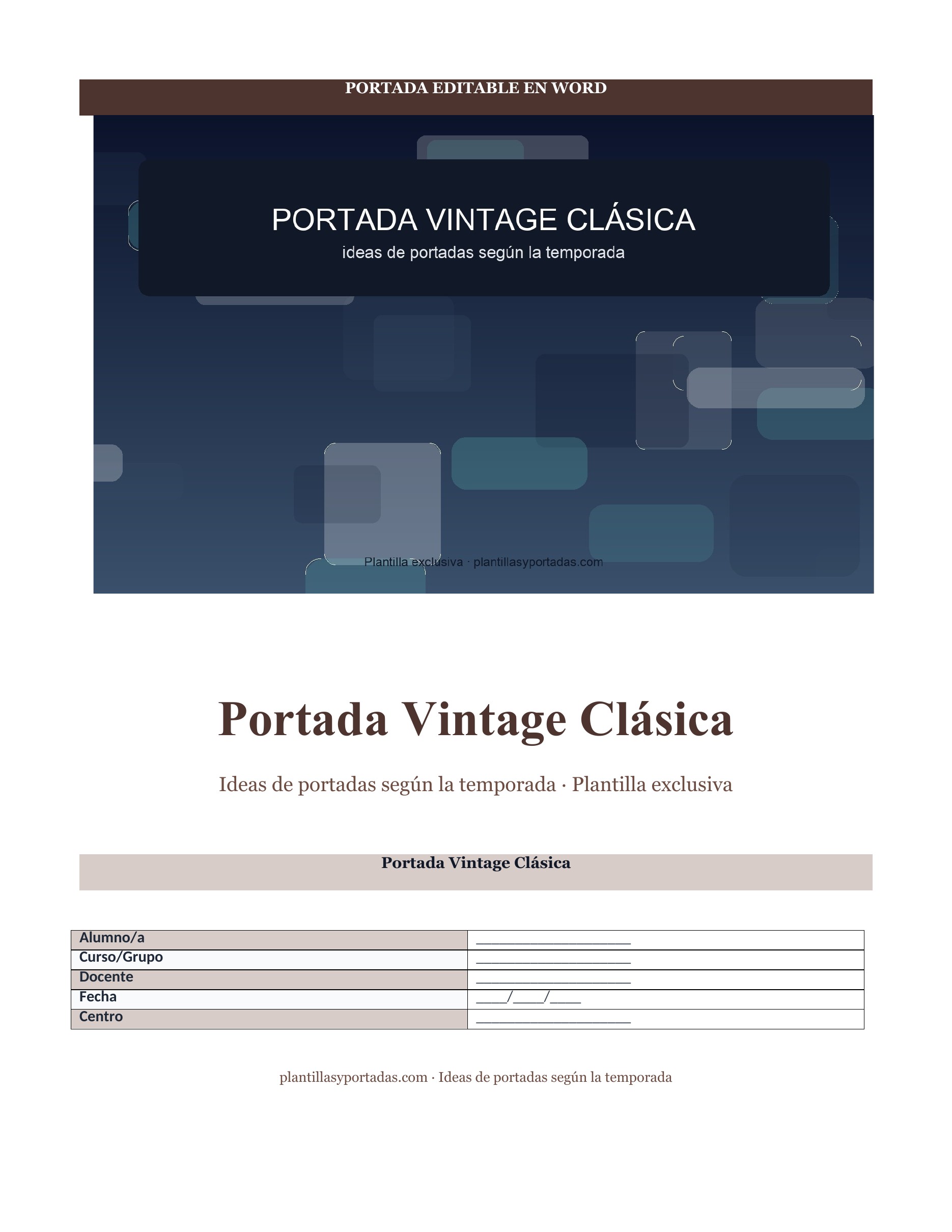 Ideas de portadas según la temporada Portada Vintage Clásica