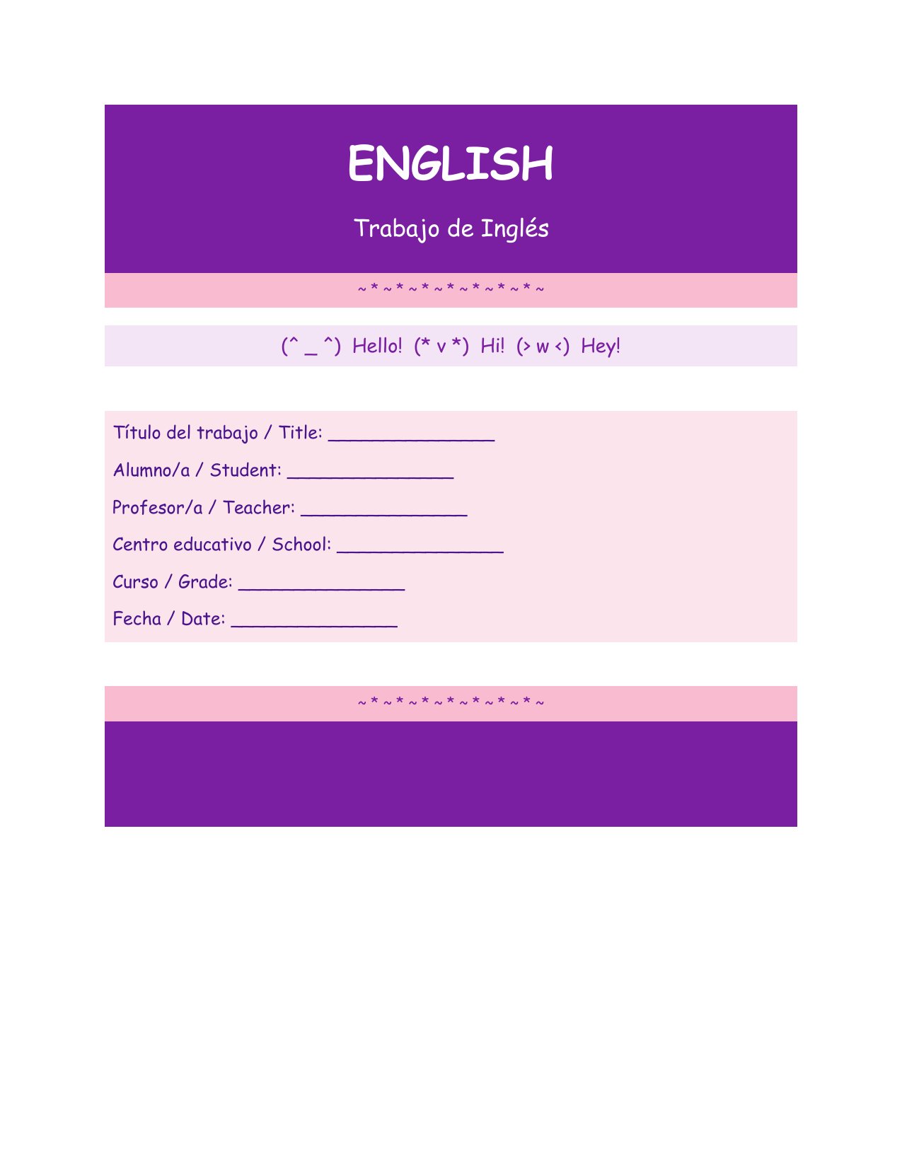 Portada Portada de Inglés — Kawaii