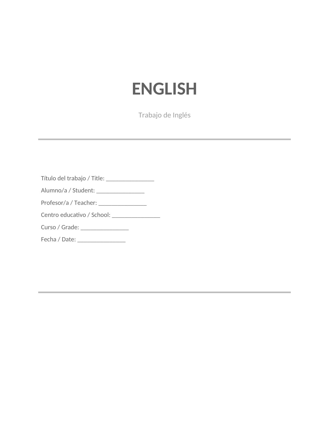 Portada Portada de Inglés — Minimalista