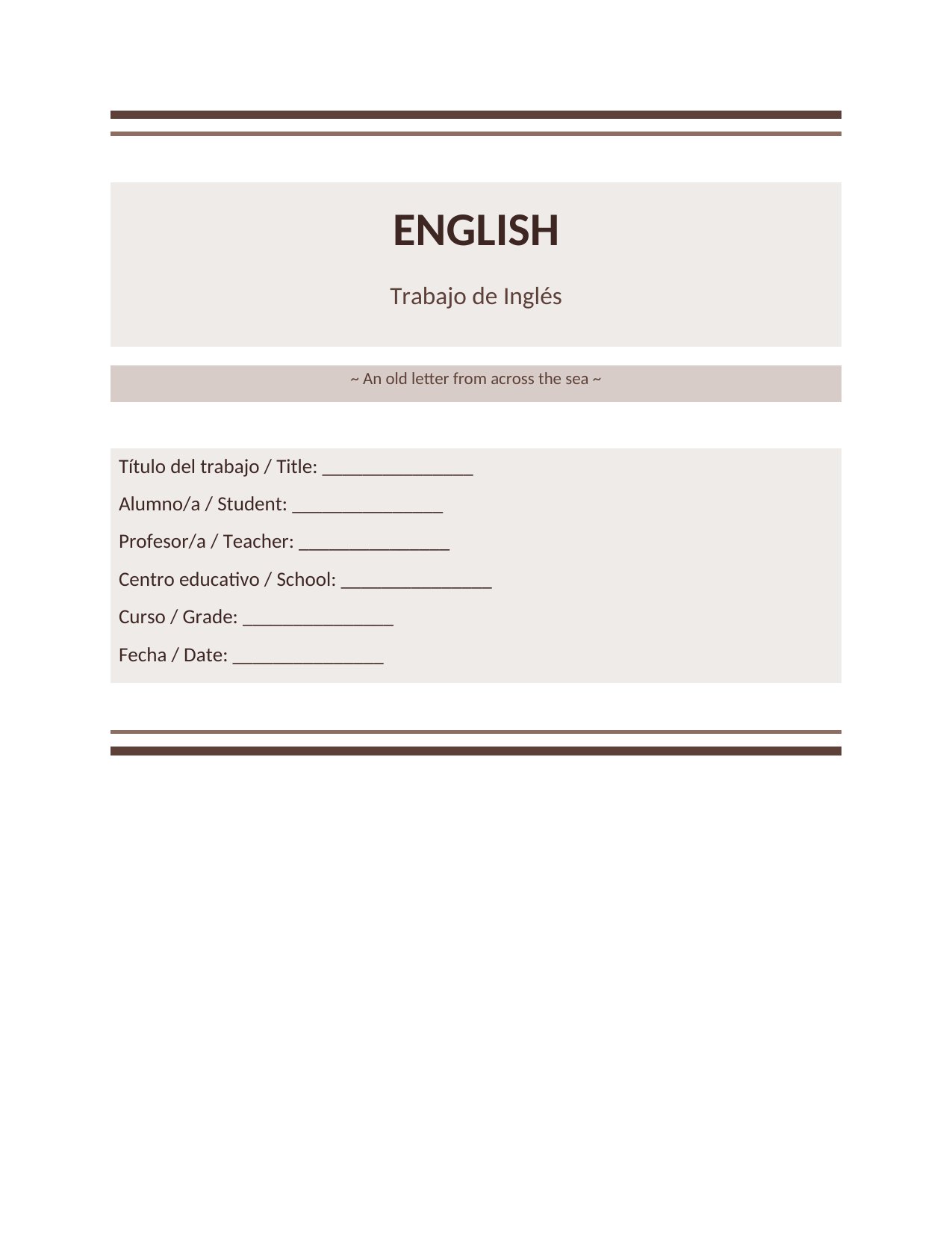 Portada Portada de Inglés — Vintage