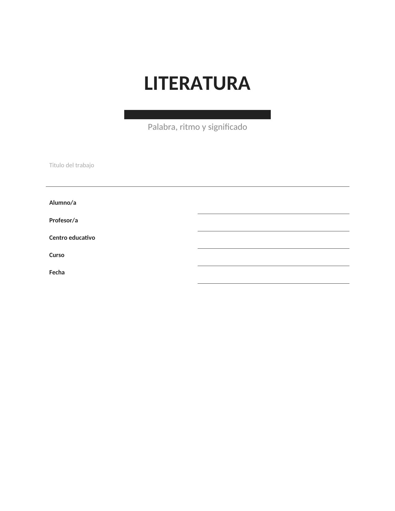 Portada Portada de Literatura — Minimalista