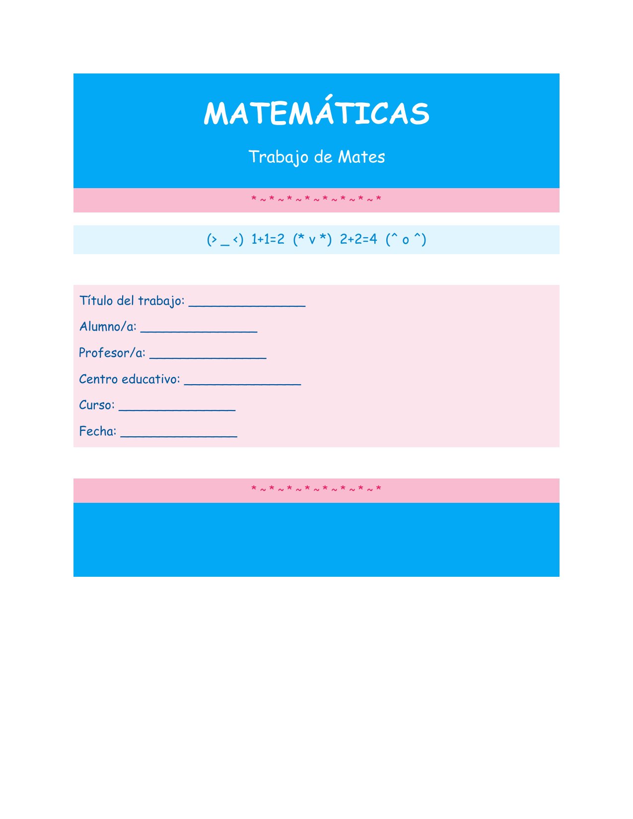 Portada Portada de Matemáticas — Kawaii