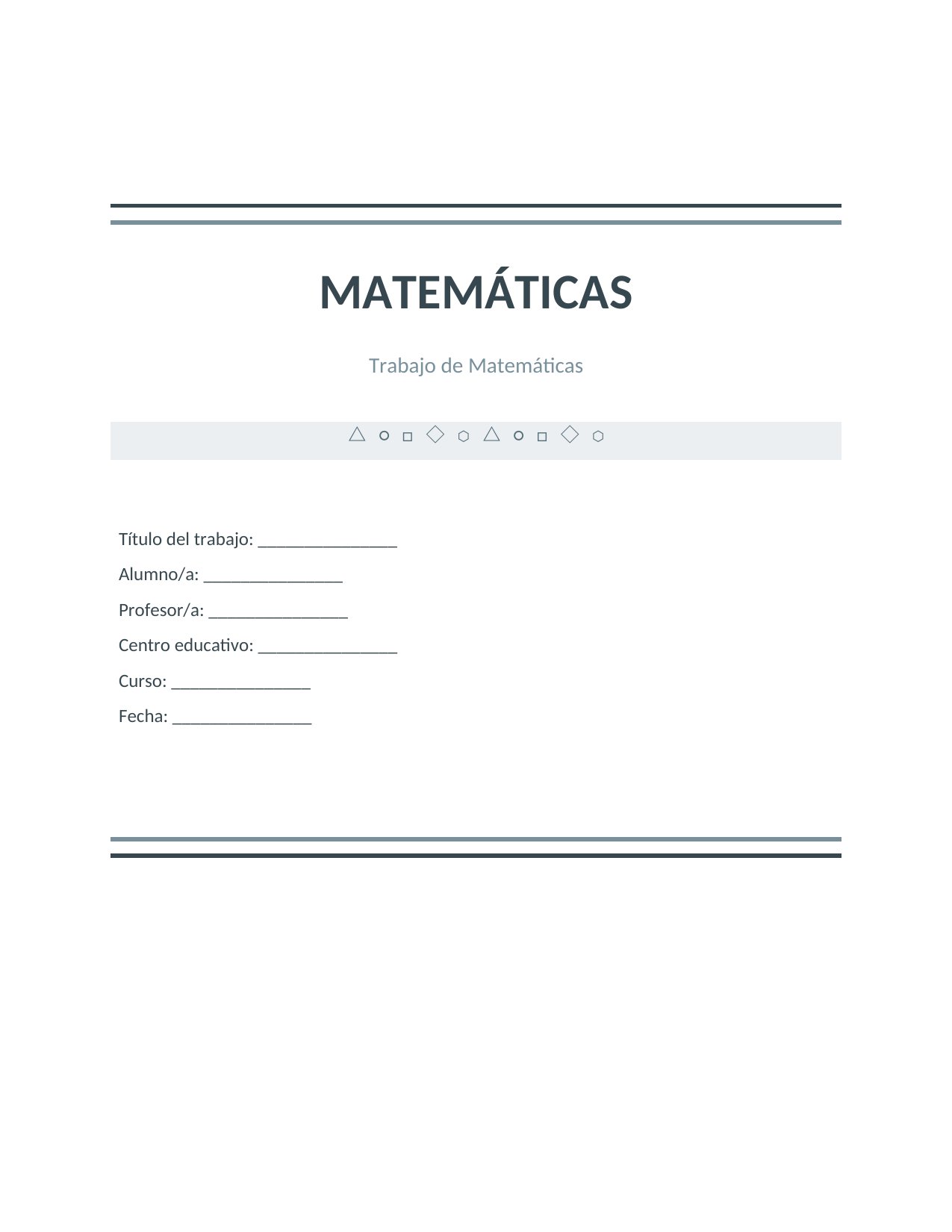 Portada Portada de Matemáticas — Minimalista