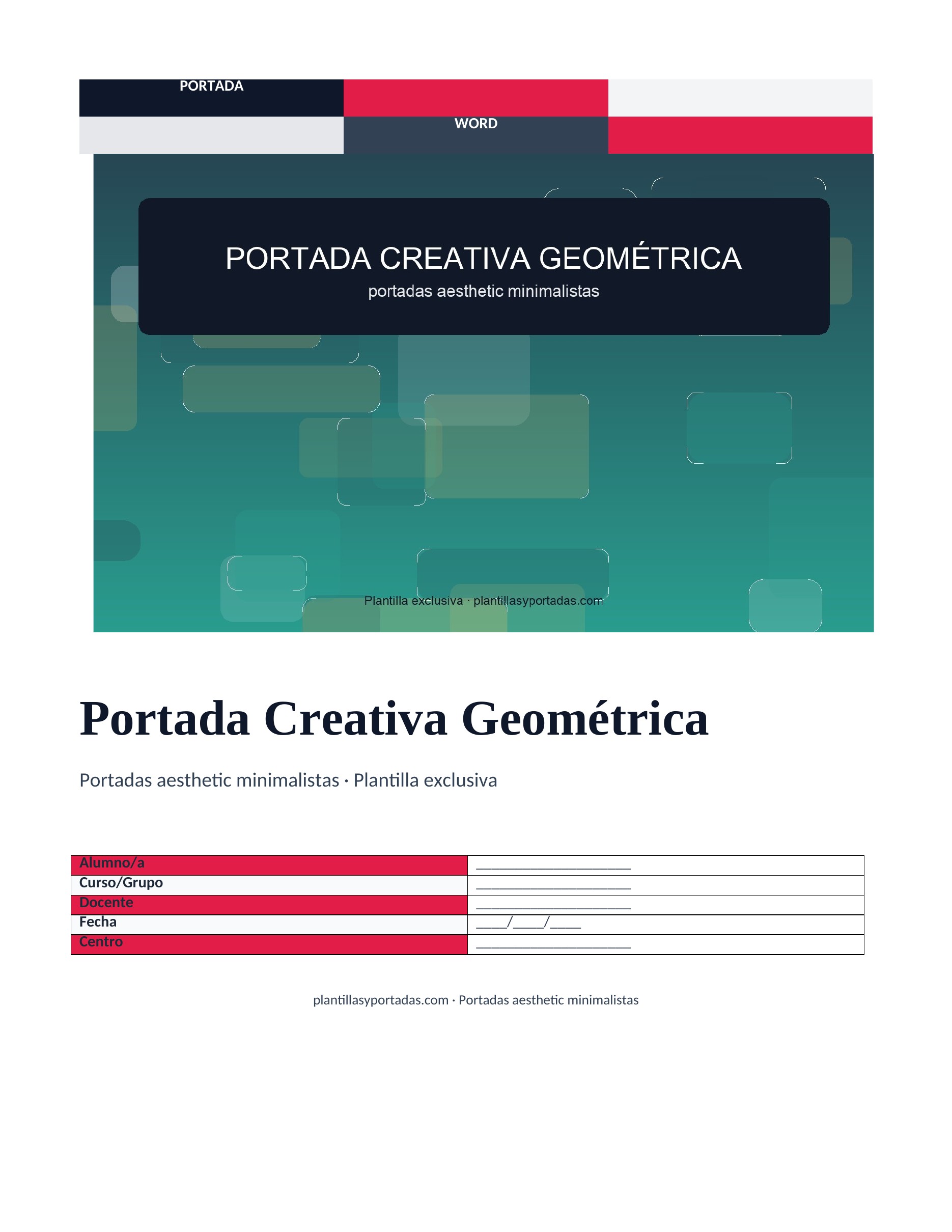 Portadas aesthetic minimalistas Portada Creativa Geométrica