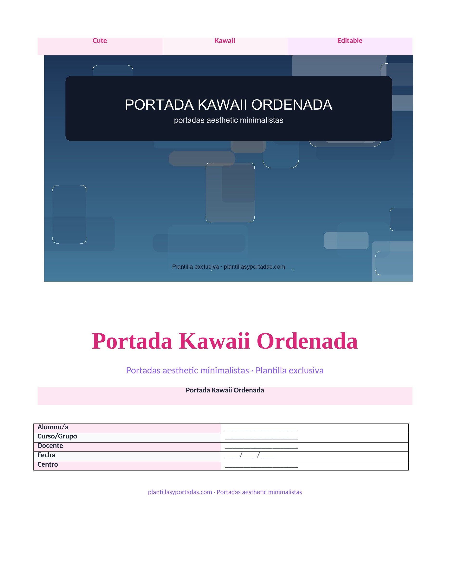 Portadas aesthetic minimalistas Portada Kawaii Ordenada
