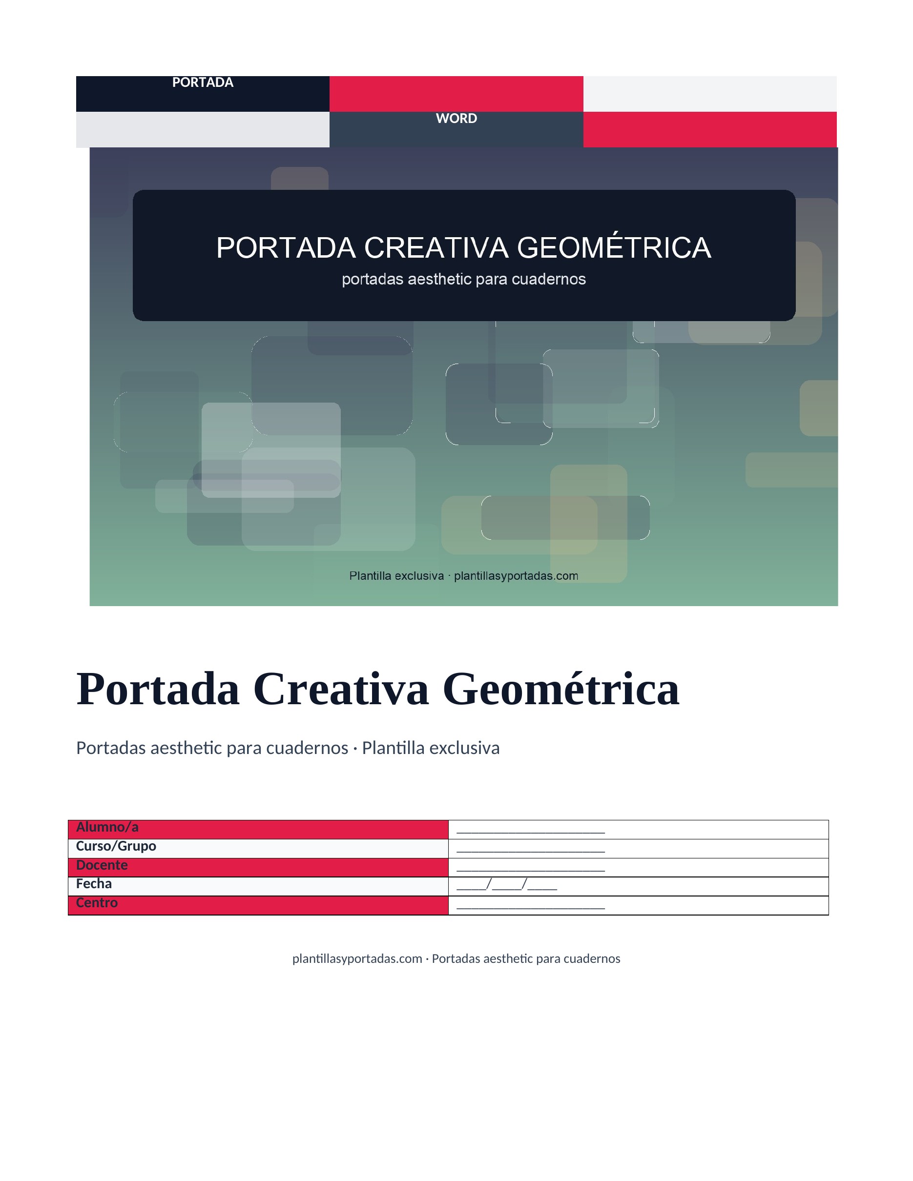 Portadas aesthetic para cuadernos Portada Creativa Geométrica