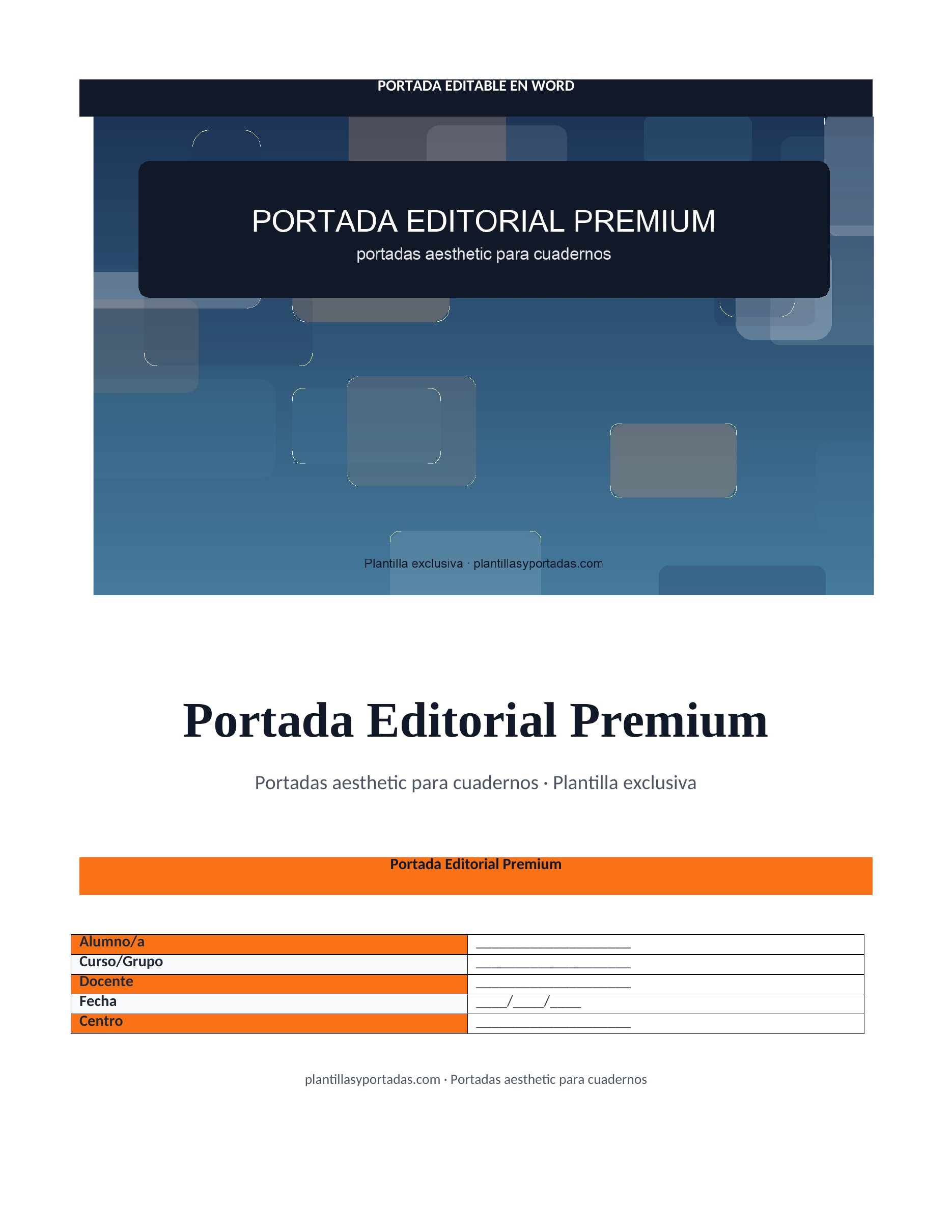 Portadas aesthetic para cuadernos Portada Editorial Premium