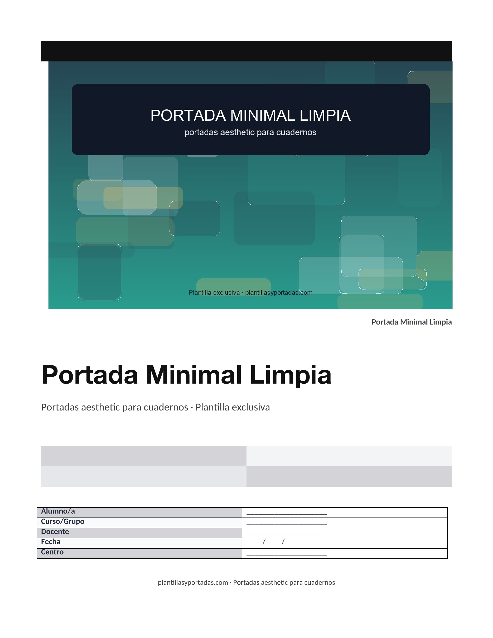 Portadas aesthetic para cuadernos Portada Minimal Limpia