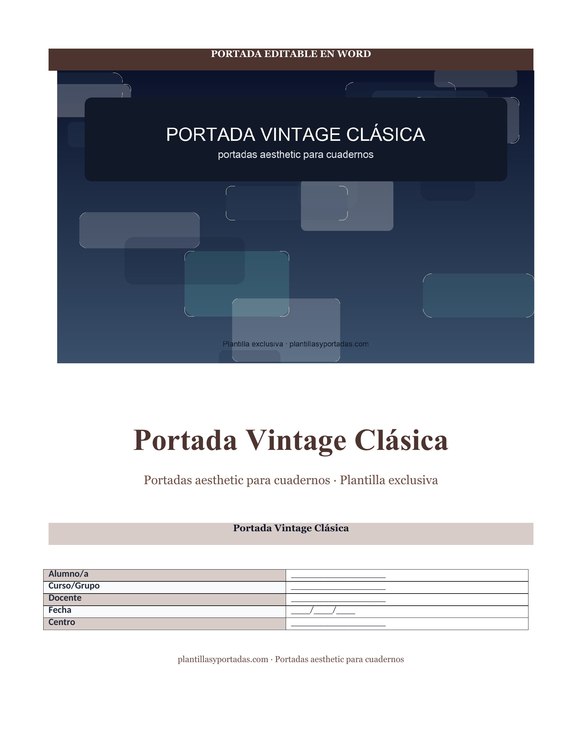 Portadas aesthetic para cuadernos Portada Vintage Clásica