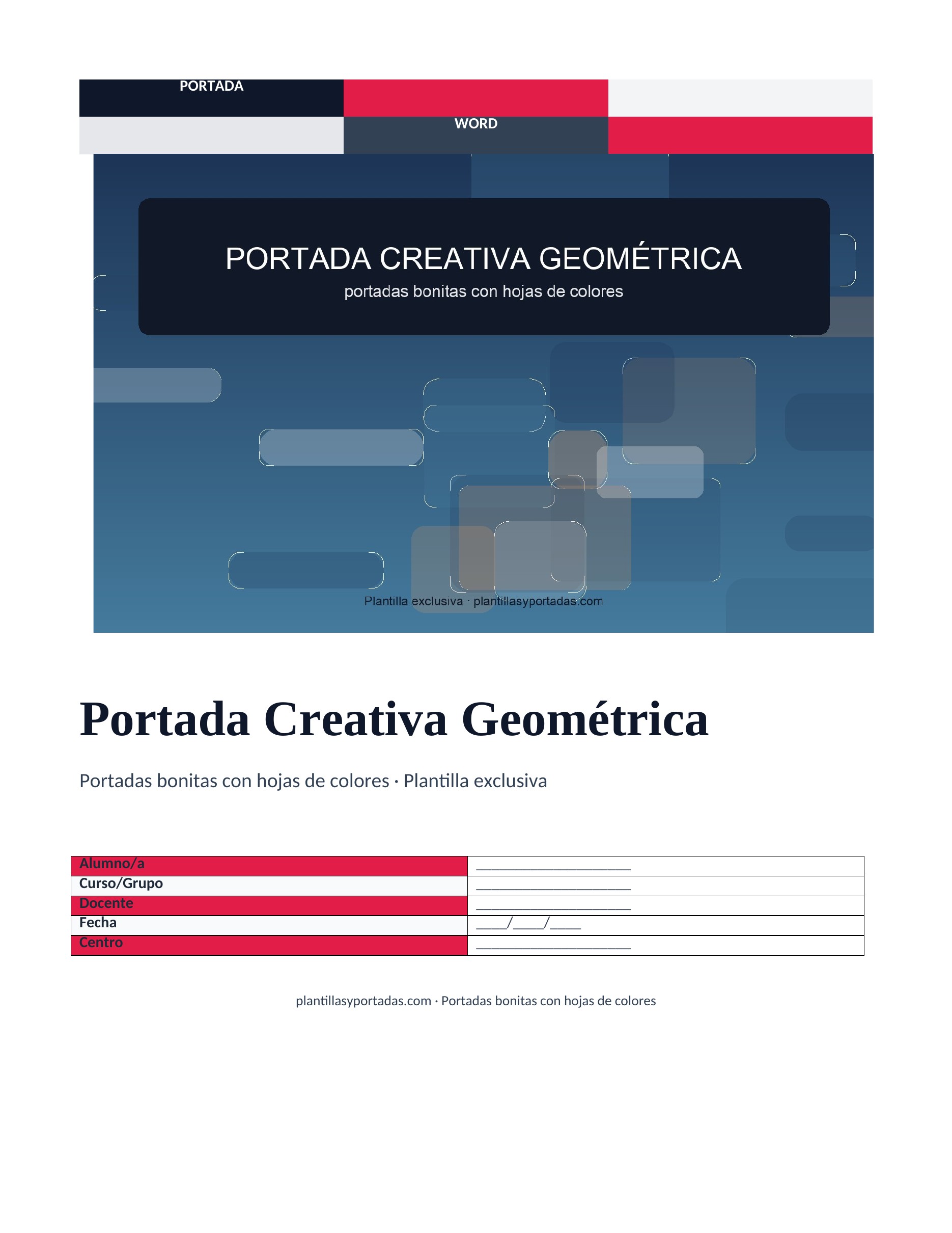 Portadas bonitas con hojas de colores Portada Creativa Geométrica