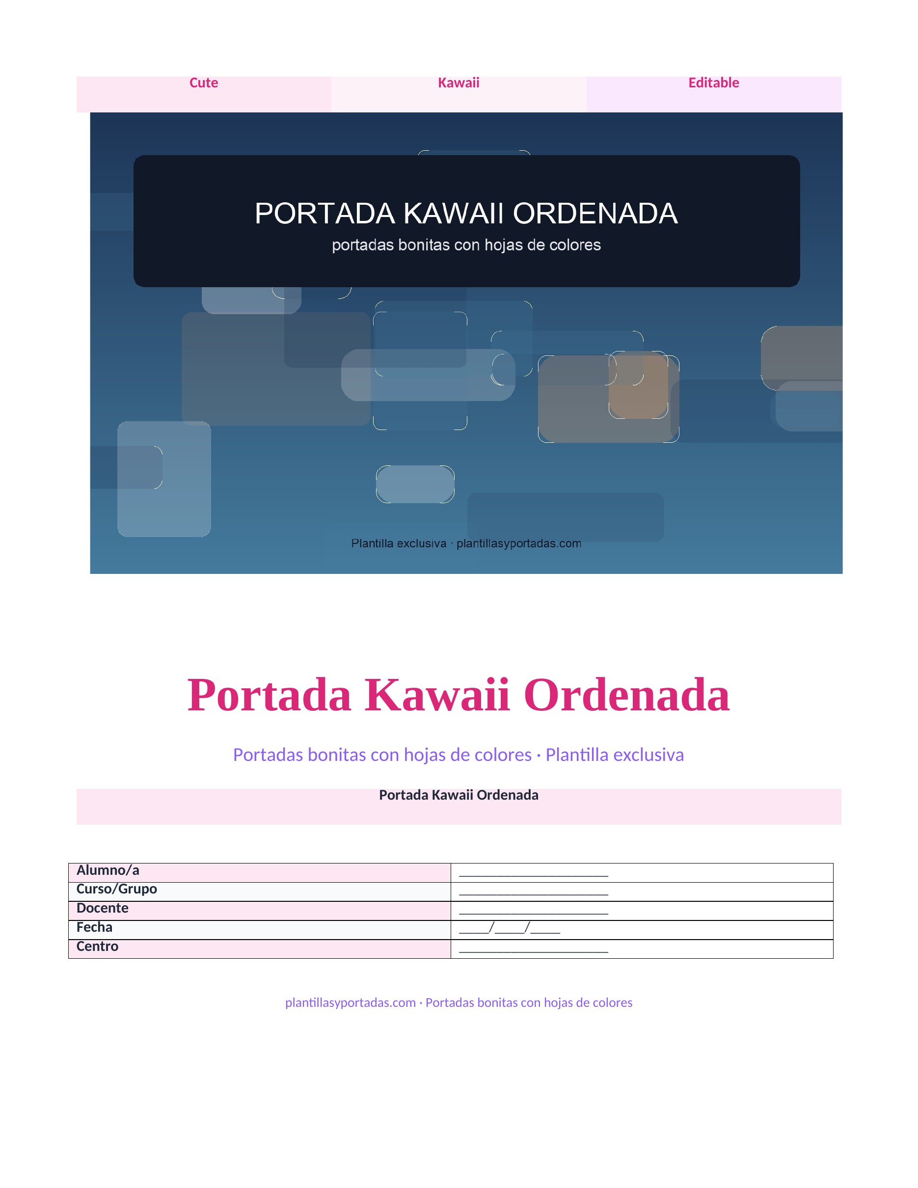 Portadas bonitas con hojas de colores Portada Kawaii Ordenada