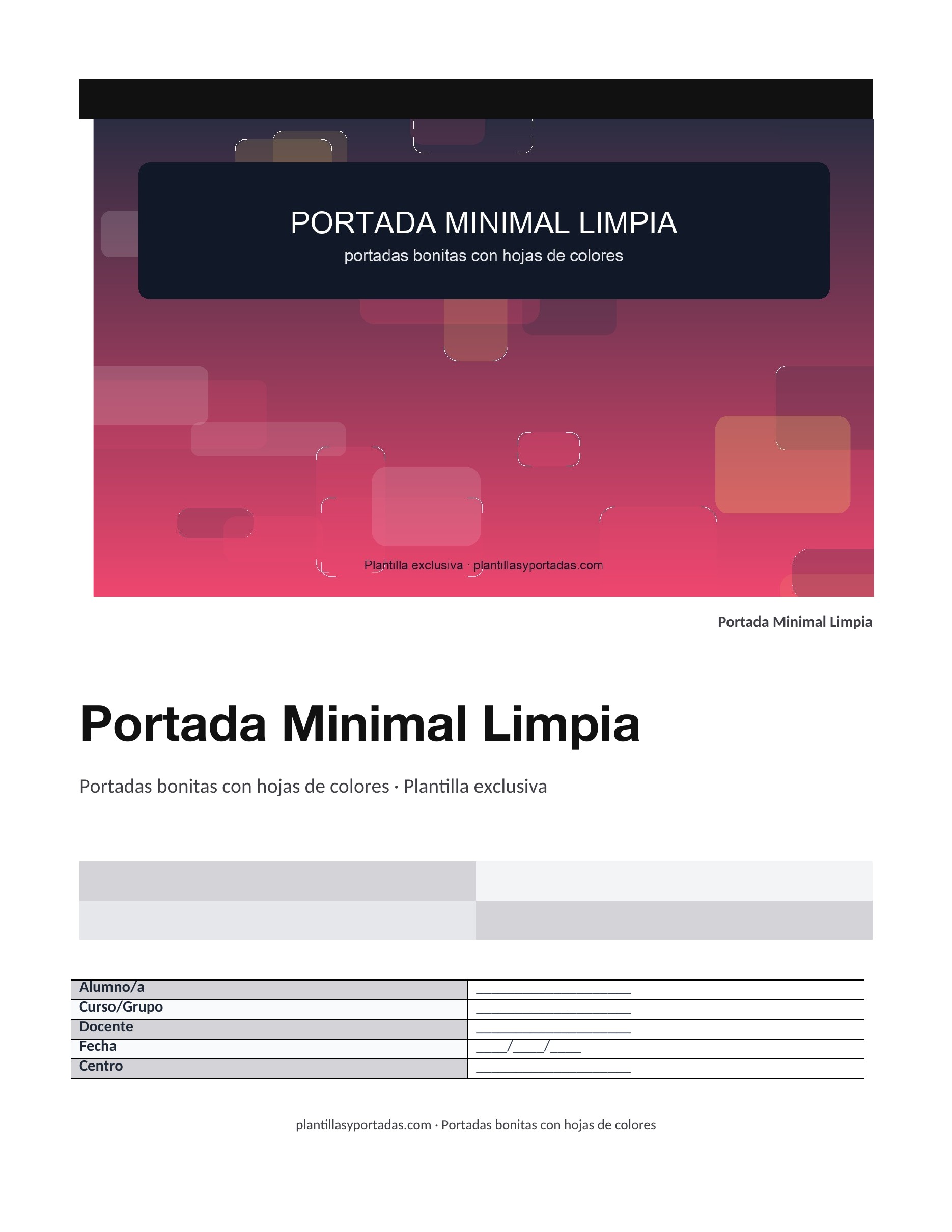 Portadas bonitas con hojas de colores Portada Minimal Limpia