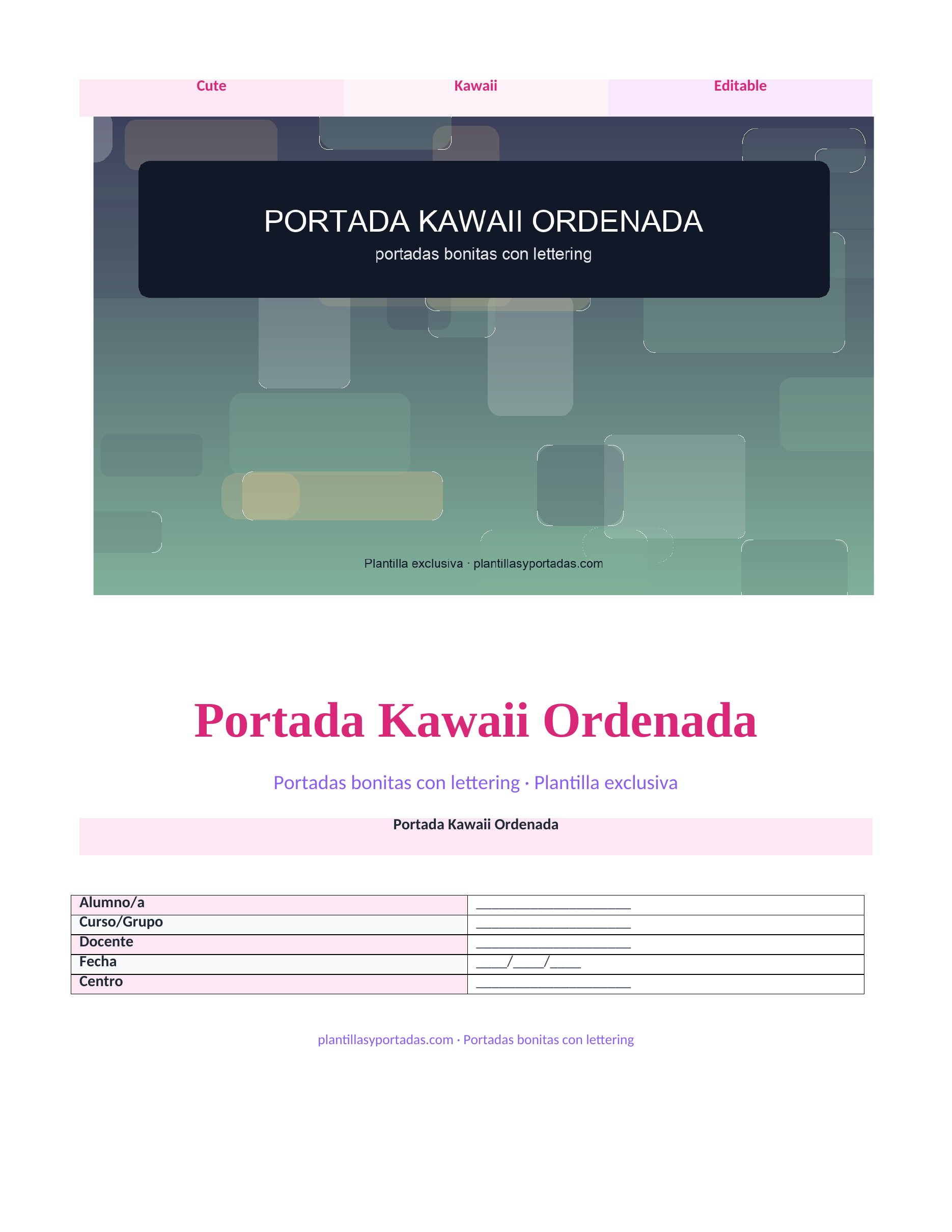 Portadas bonitas con lettering Portada Kawaii Ordenada