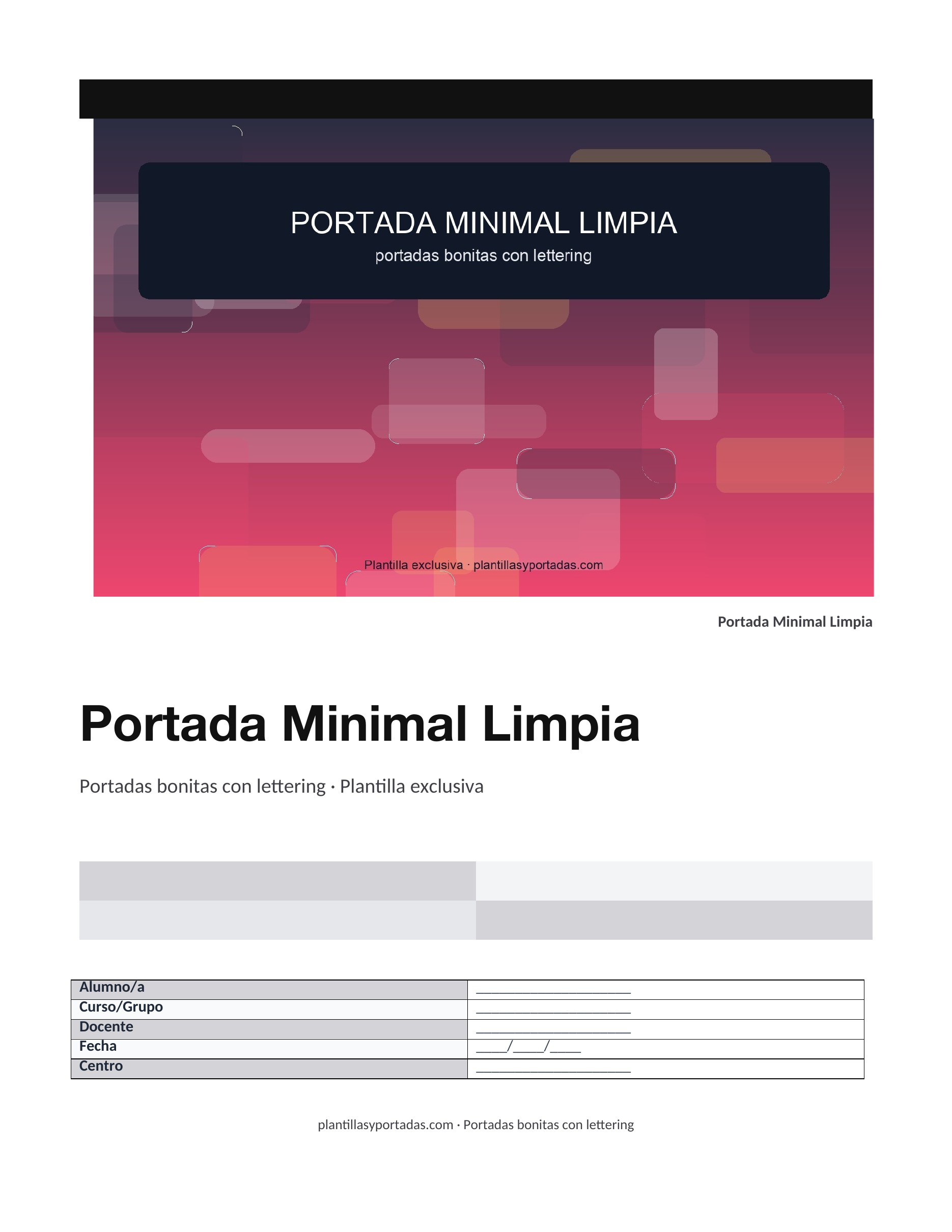 Portadas bonitas con lettering Portada Minimal Limpia