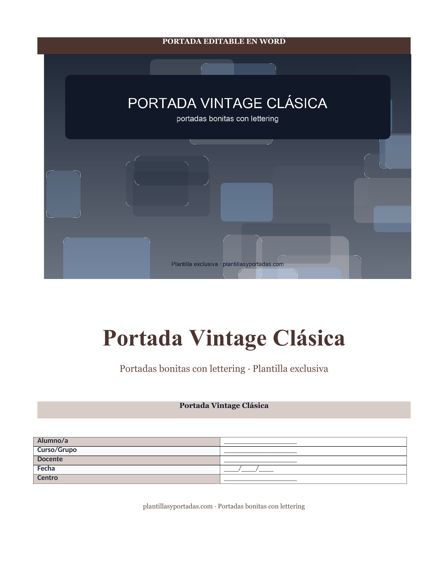 Portadas bonitas con lettering Portada Vintage Clásica