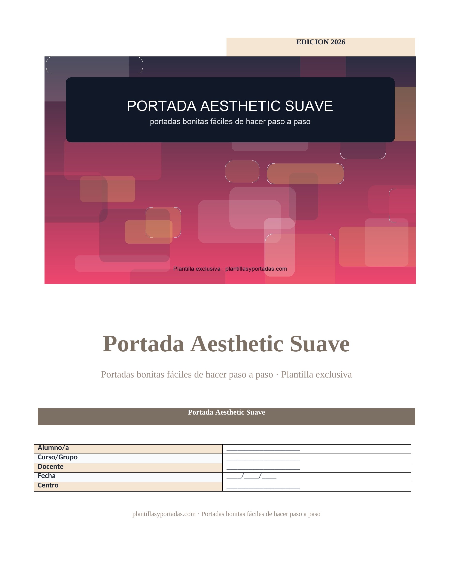 Portadas bonitas fáciles de hacer paso a paso Portada Aesthetic Suave