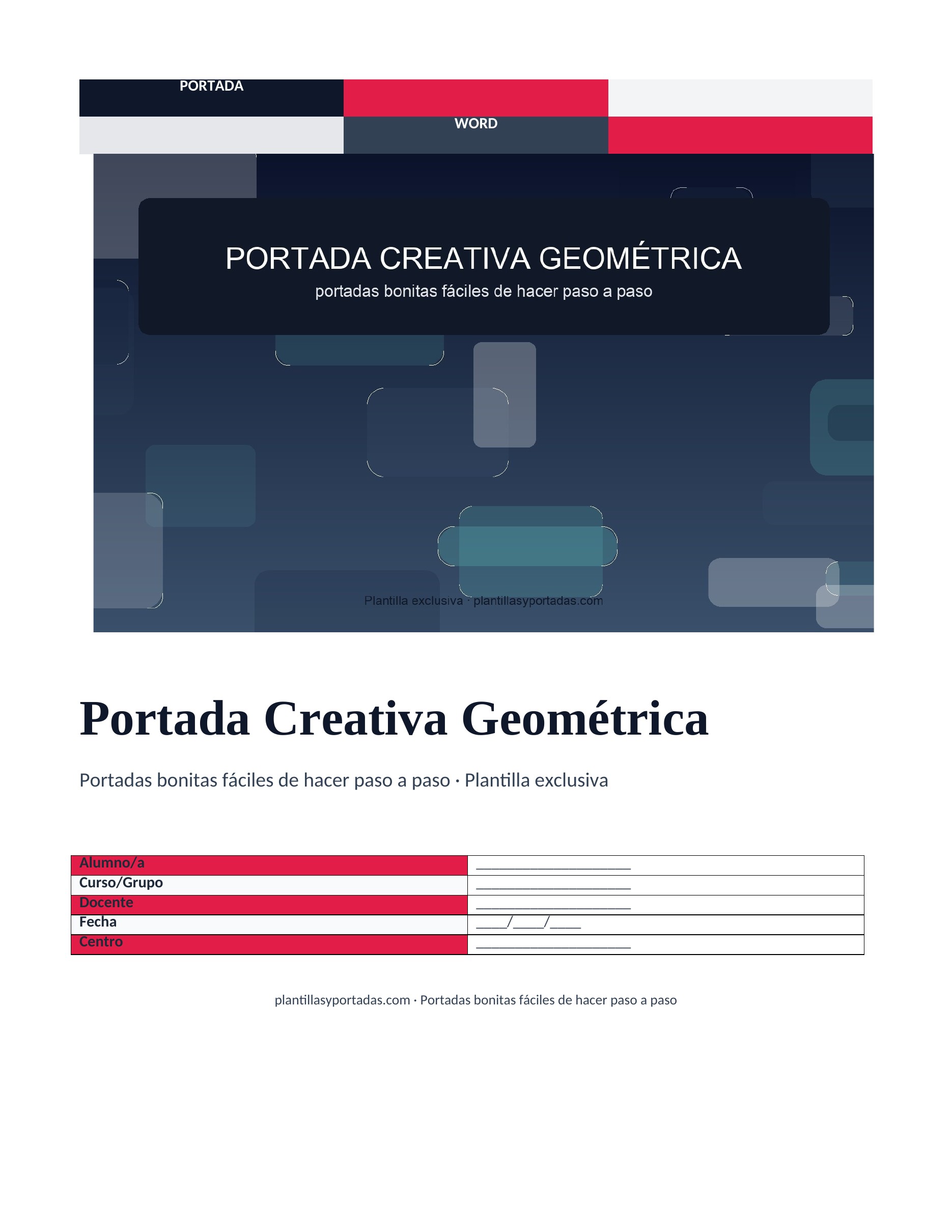 Portadas bonitas fáciles de hacer paso a paso Portada Creativa Geométrica