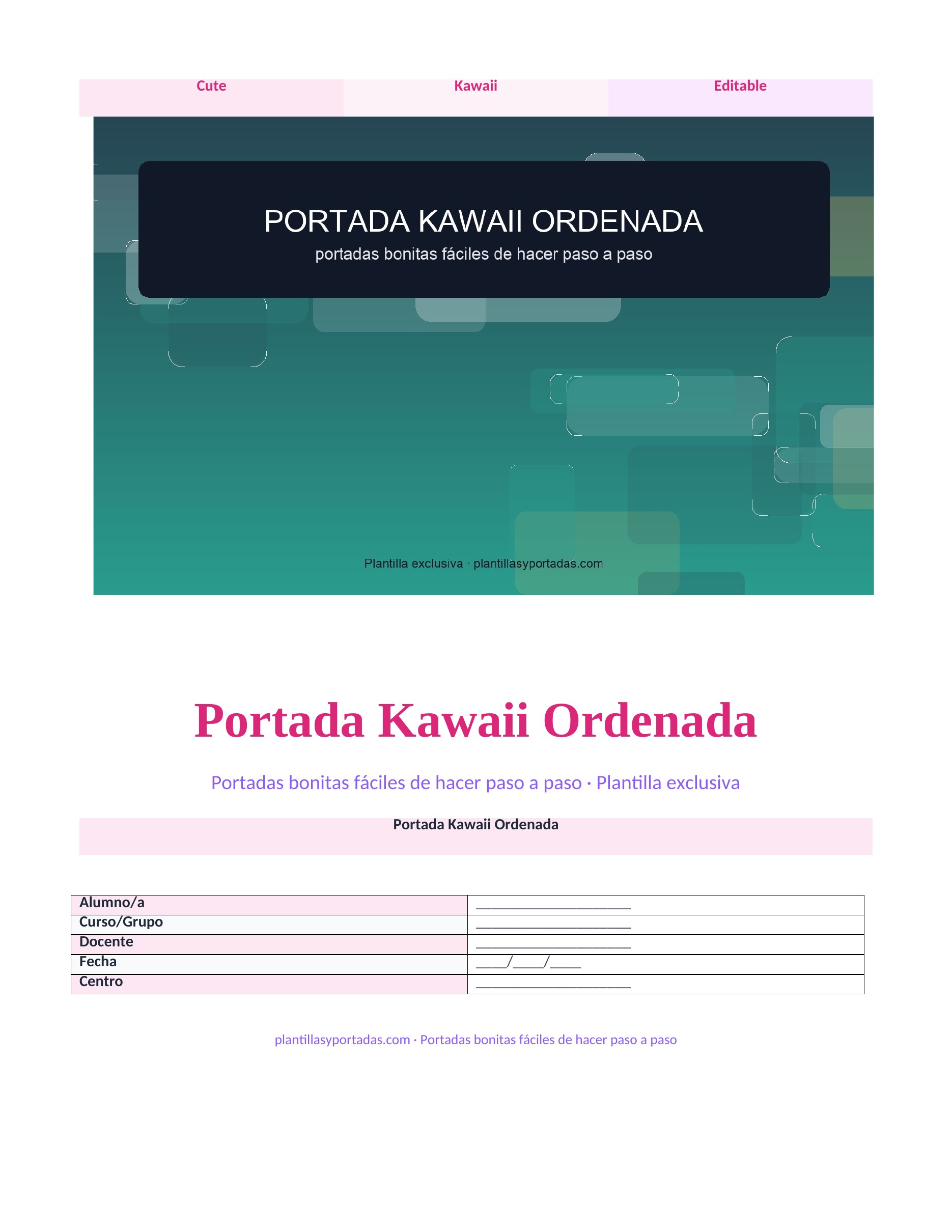 Portadas bonitas fáciles de hacer paso a paso Portada Kawaii Ordenada