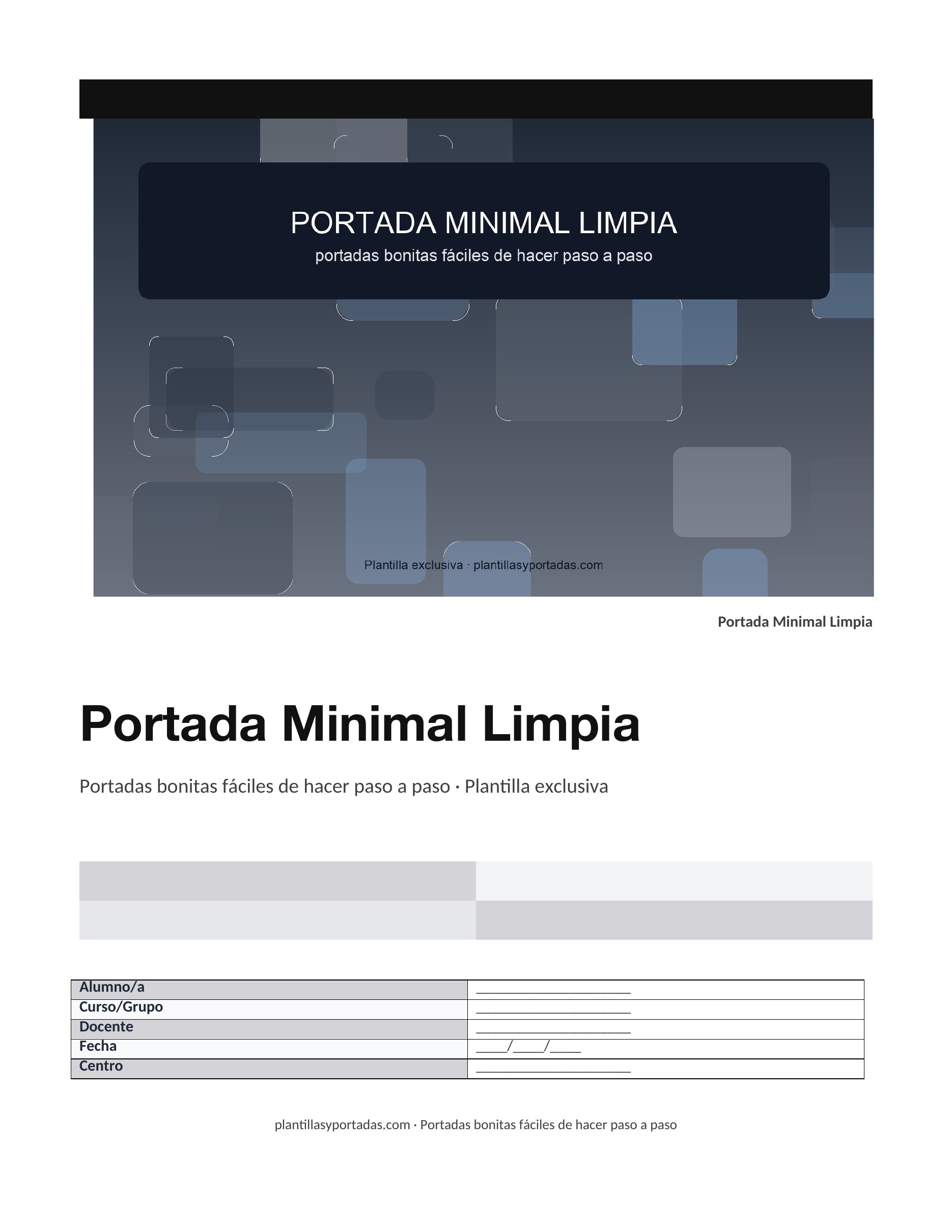 Portadas bonitas fáciles de hacer paso a paso Portada Minimal Limpia