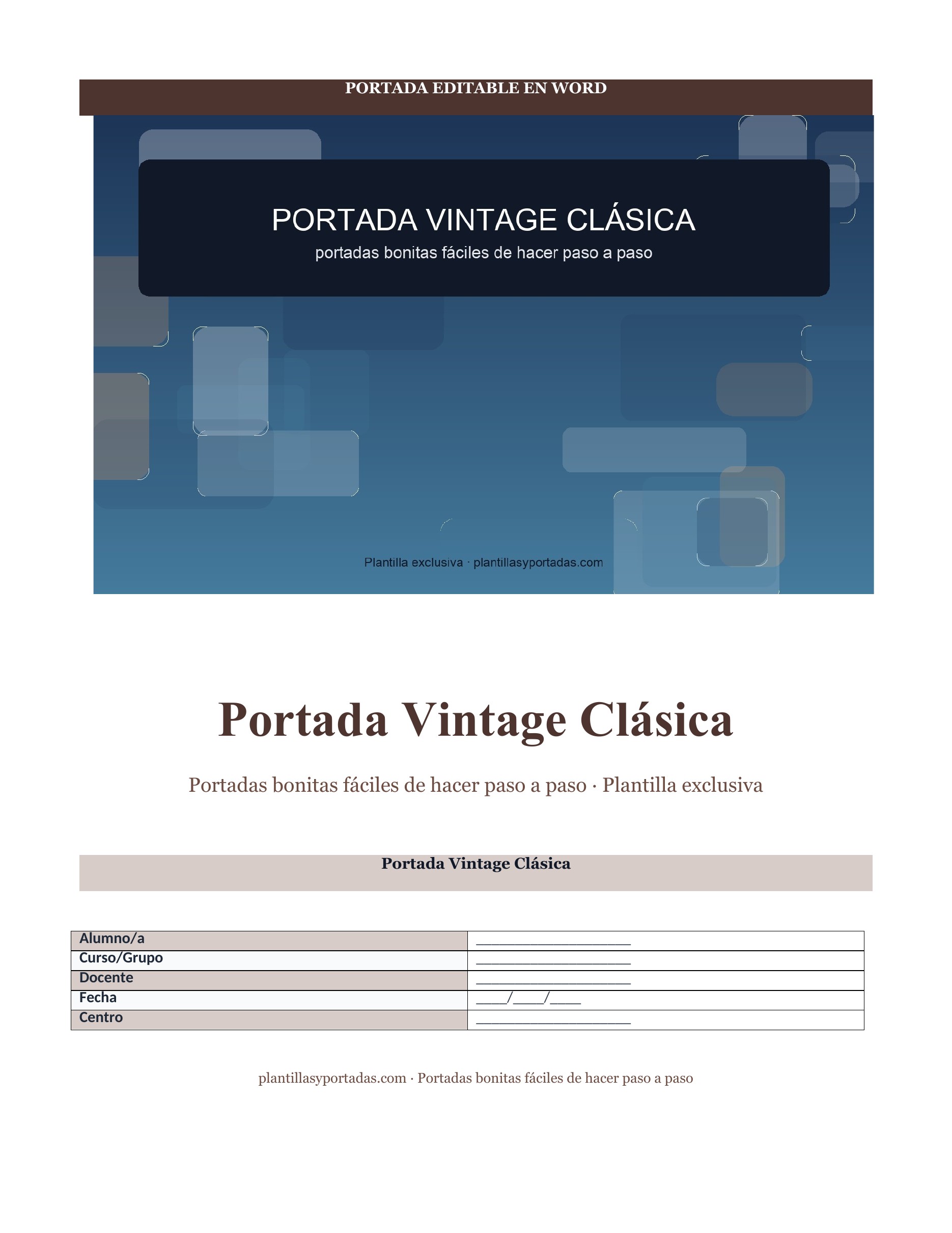 Portadas bonitas fáciles de hacer paso a paso Portada Vintage Clásica