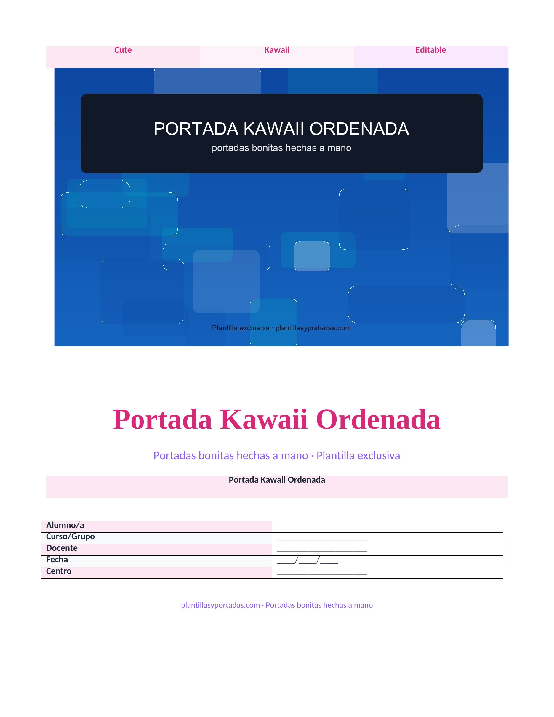 Portadas bonitas hechas a mano Portada Kawaii Ordenada
