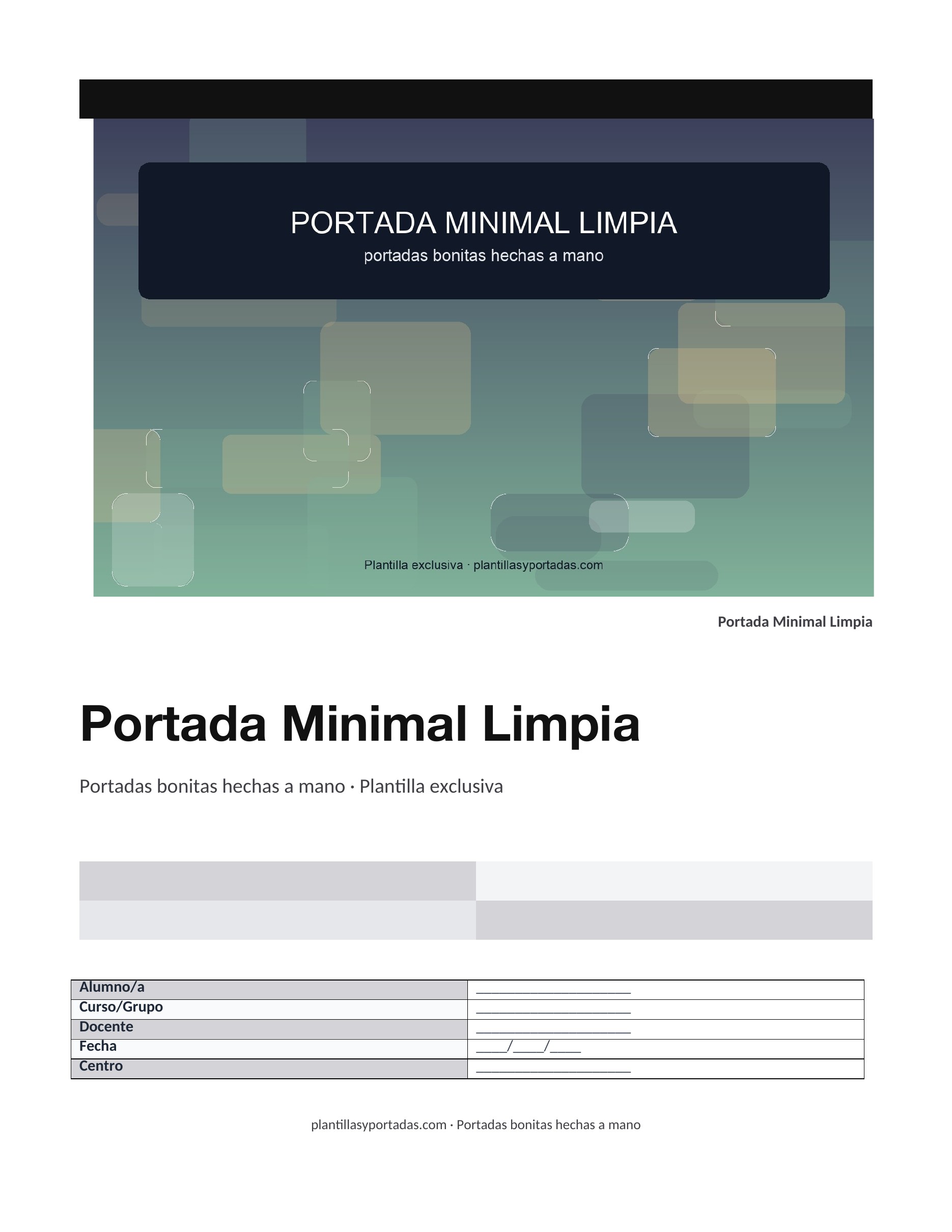 Portadas bonitas hechas a mano Portada Minimal Limpia