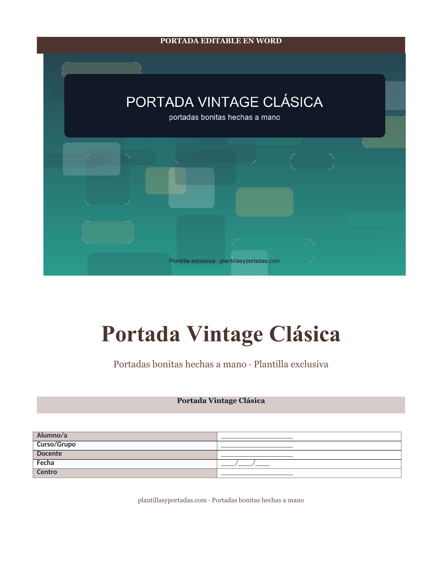 Portadas bonitas hechas a mano Portada Vintage Clásica