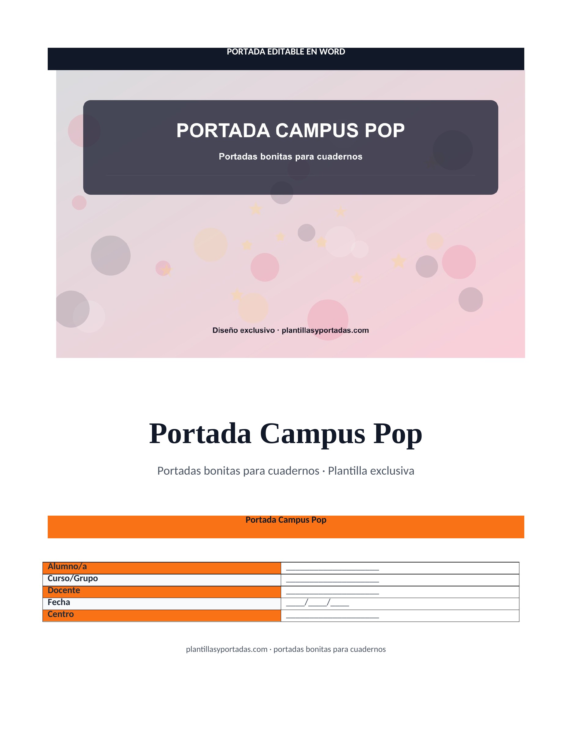 Portadas bonitas para cuadernos Portada Campus Pop