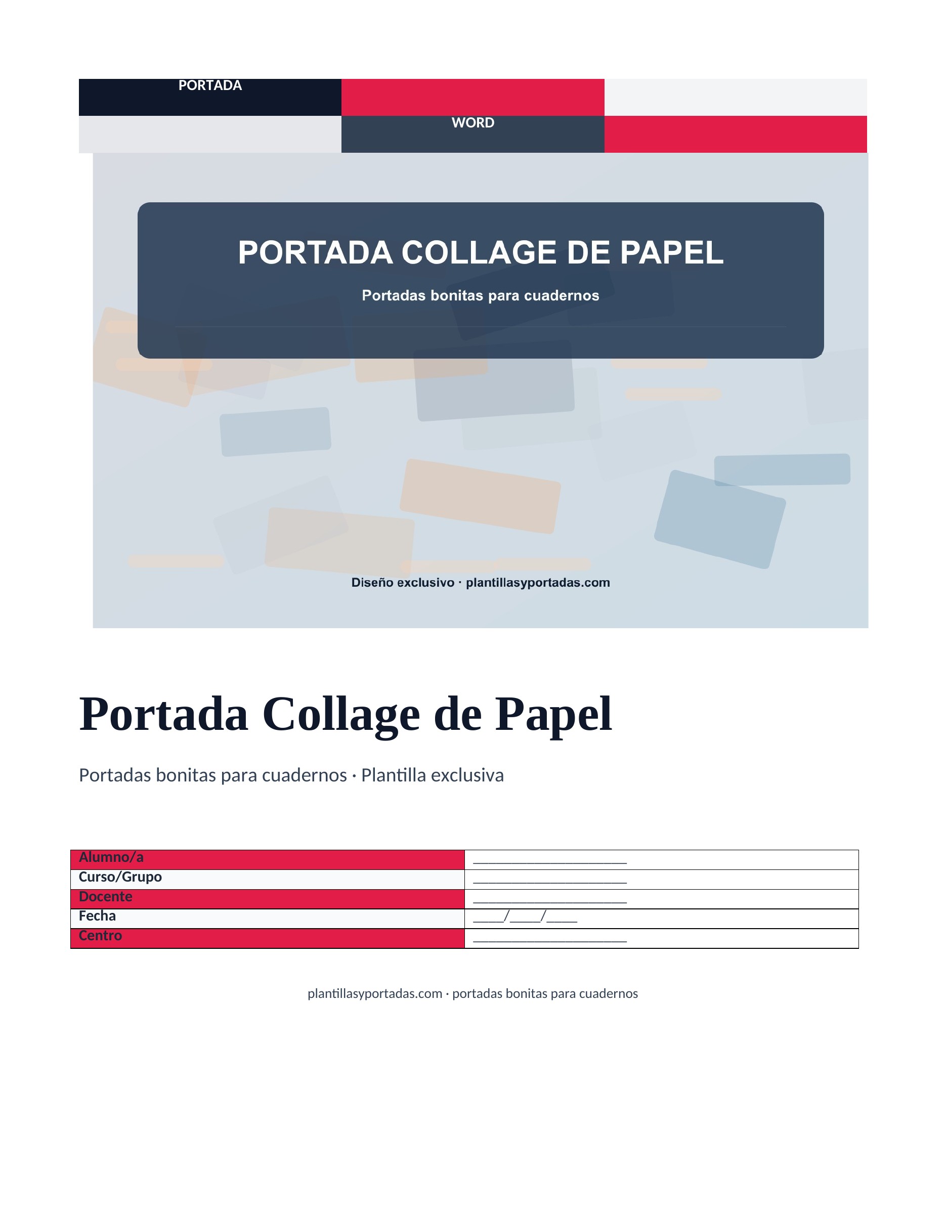 Portadas bonitas para cuadernos Portada Collage de Papel