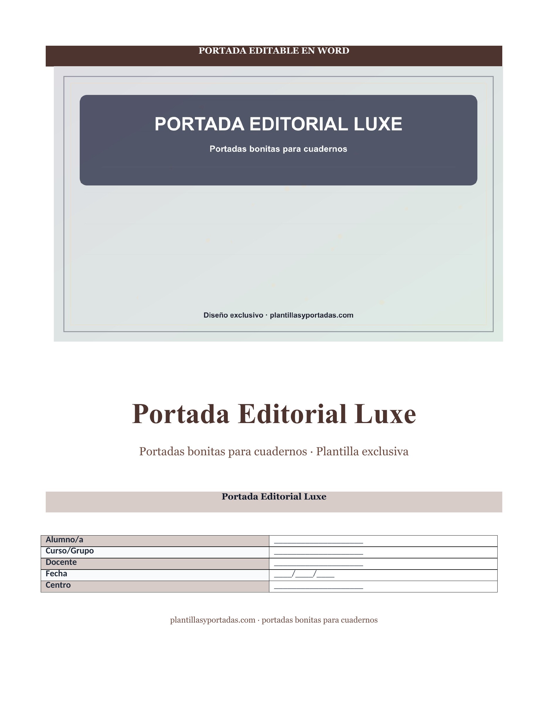 Portadas bonitas para cuadernos Portada Editorial Luxe
