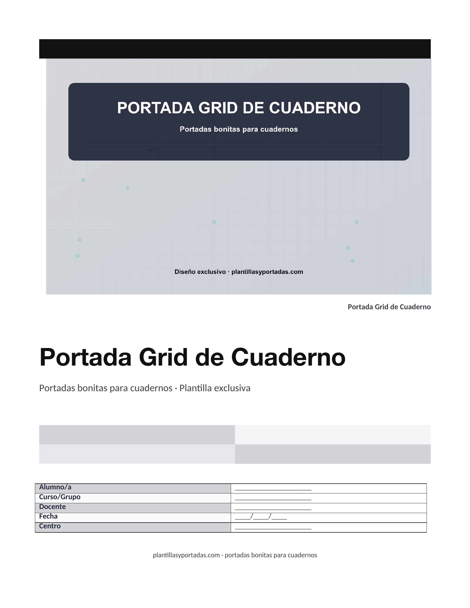 Portadas bonitas para cuadernos Portada Grid de Cuaderno