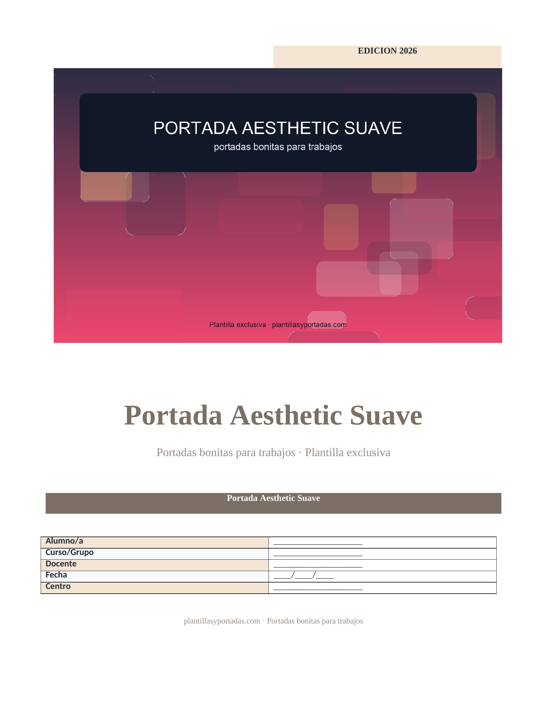Portadas bonitas para trabajos Portada Aesthetic Suave
